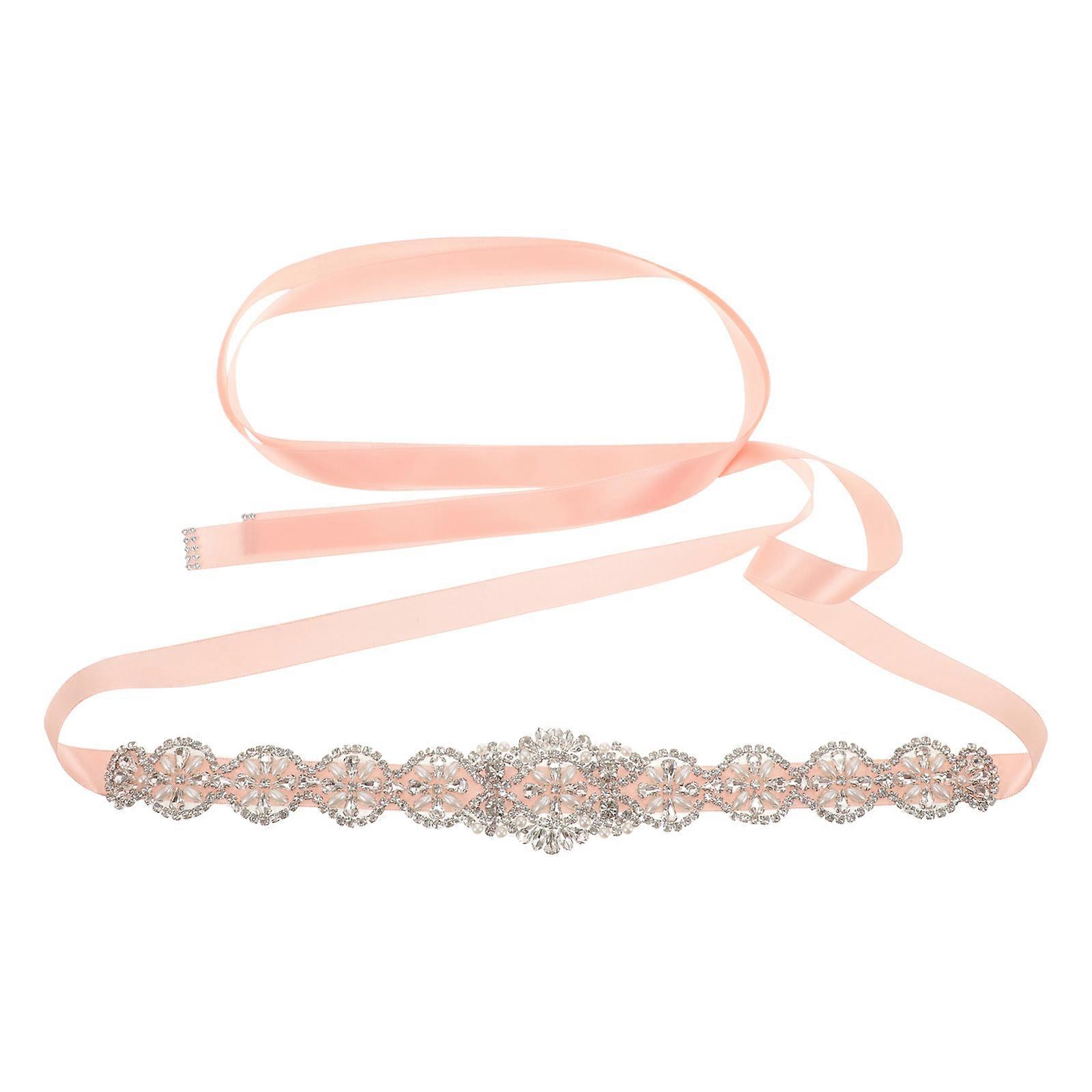 Beaded Chain Belt with Rhinestone Design for Dresses and Skirts Golden 1pc