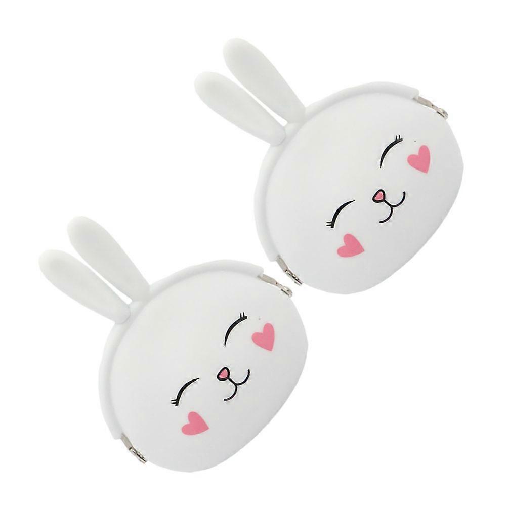 Coin Purse 2Pack Rabbit Shape Silicone Wallet For Girls Journey Daily Lightweight Design