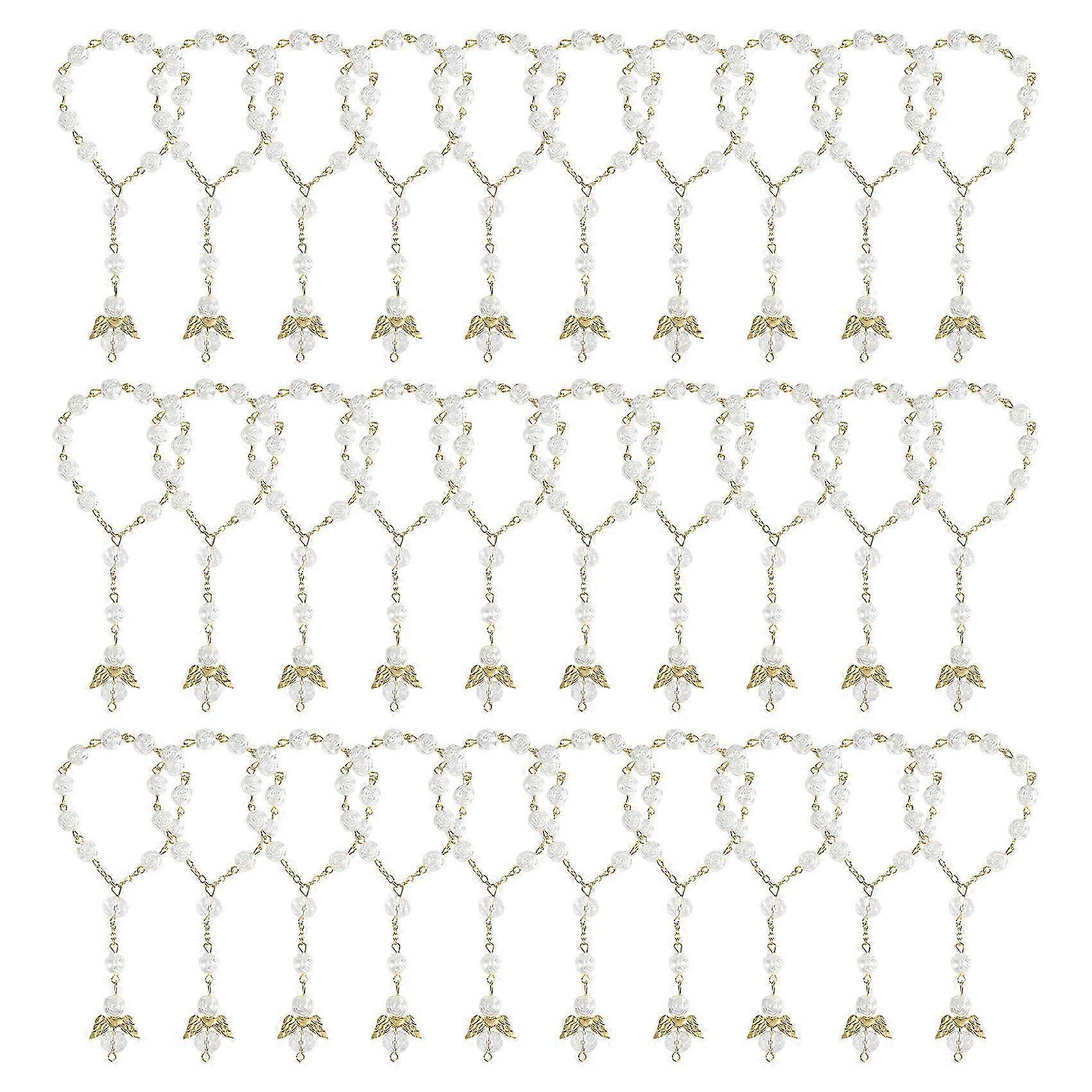 30 PCS Baptism Rosary Acrylic Rosary Beads Mini Rosaries Angel