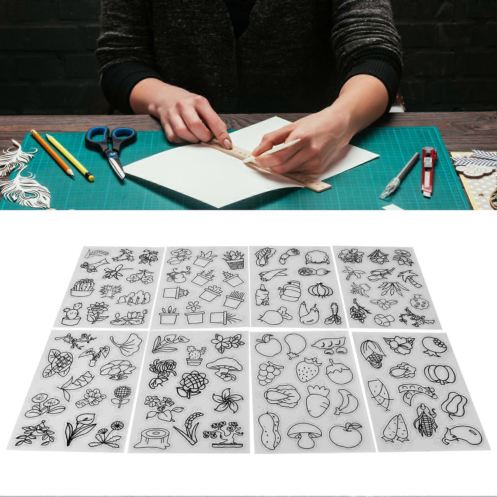 8Pcs Heat Shrink Sheet Set BOPS Fruit Vegetable Pattern Shrinky Art