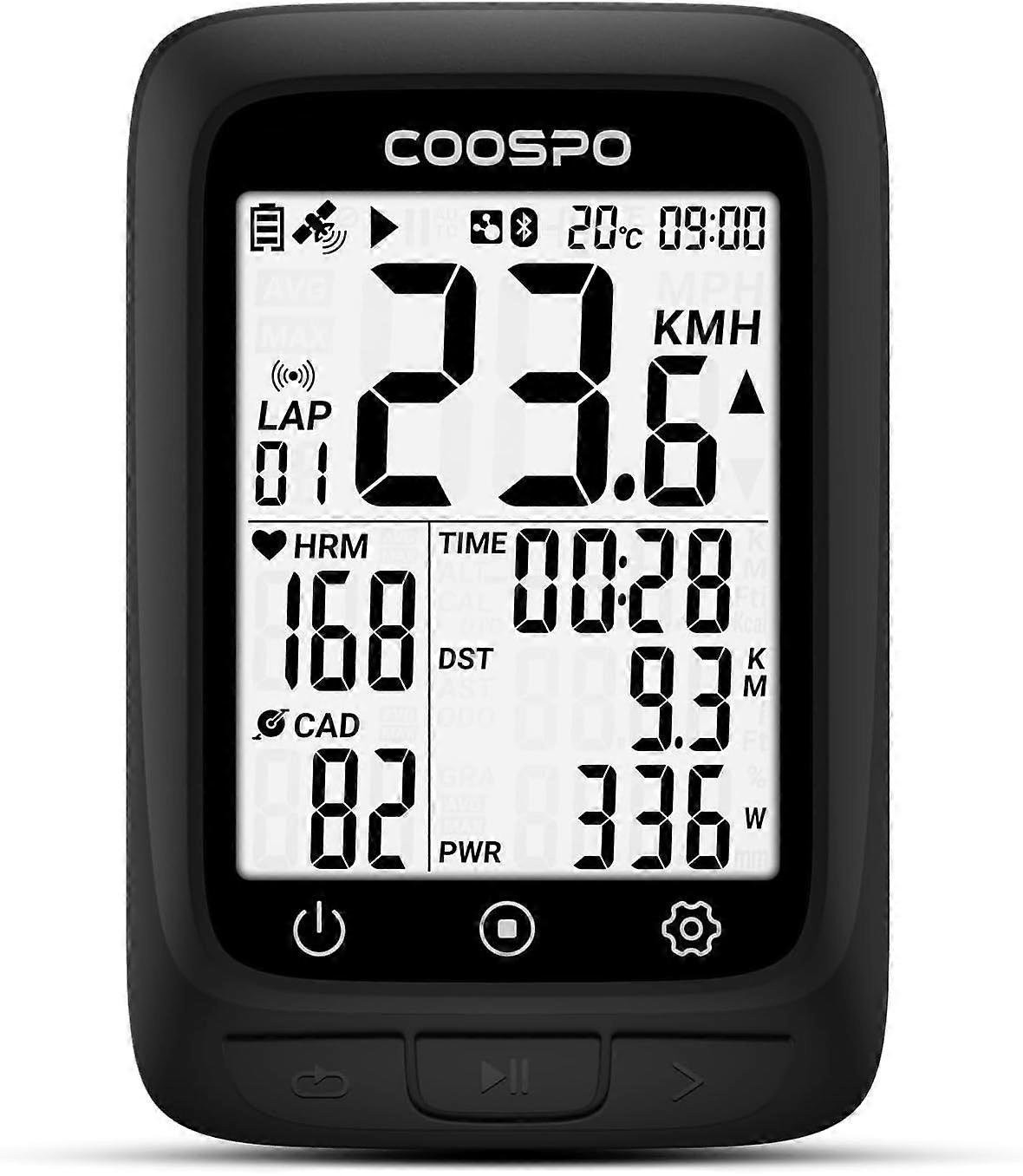Wireless Bike Computer GPS ANT with Bluetooth 2.4 LCD Screen and Speedometer Automatic Backlight IP67 Waterproof - Black, Rechargeable