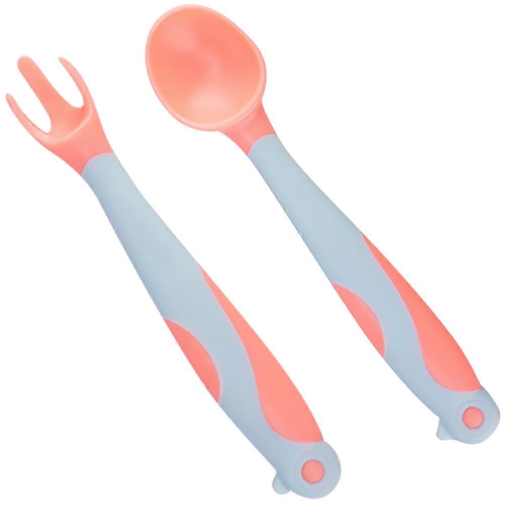Practical Silicone Spoon and Fork Baby Feeding Tool for Baby Use 1Set