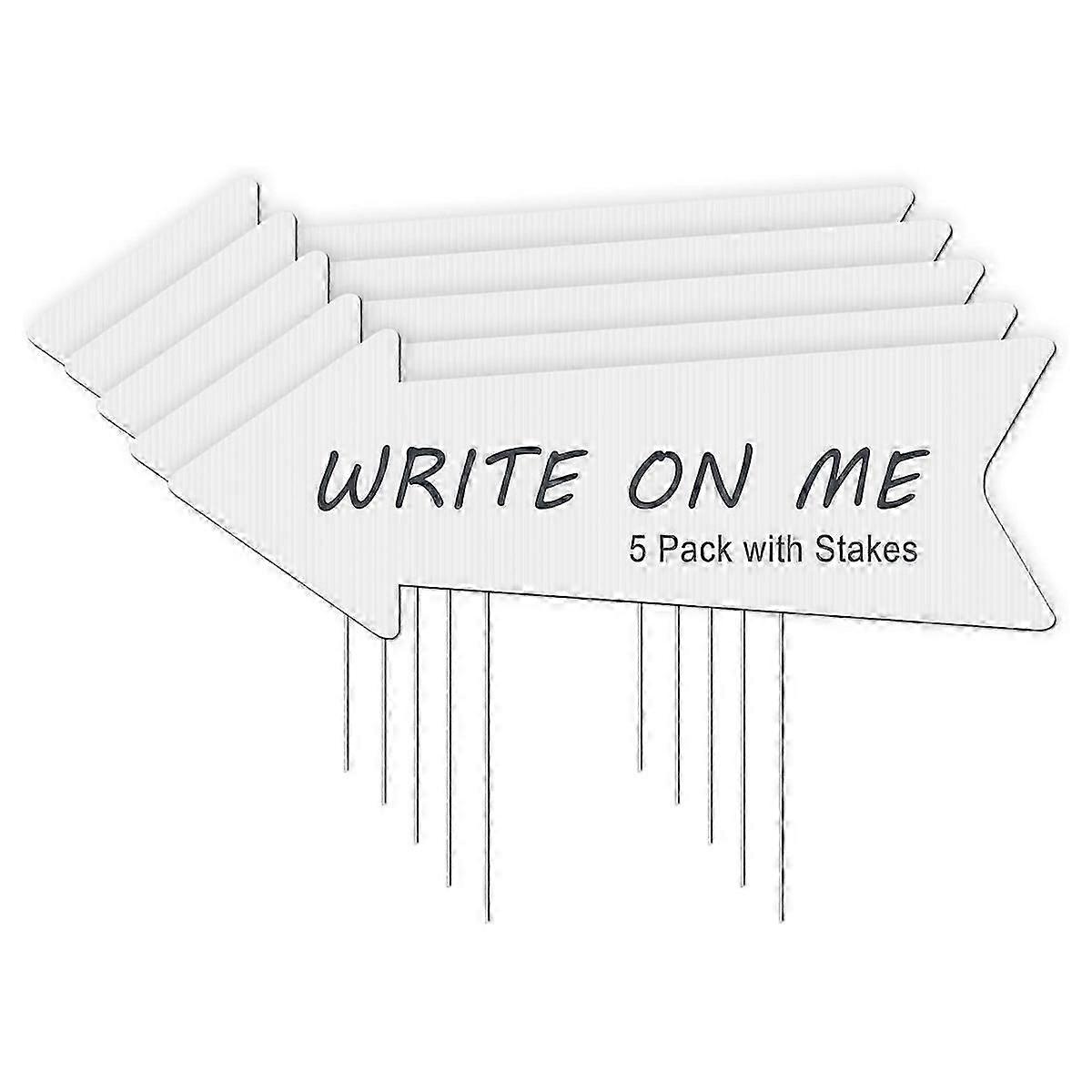 5 Pack White Blank Wedding Directional Yard Signs, Yard Signs