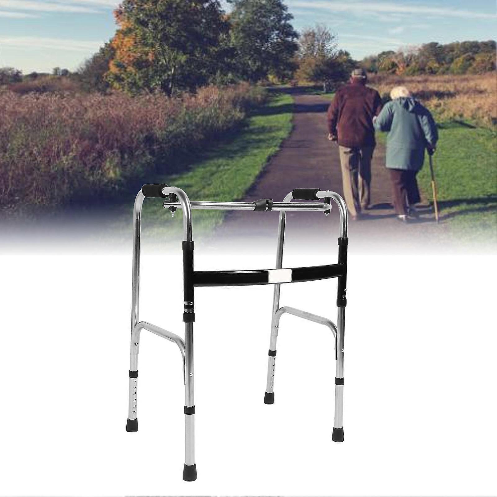 Foldable 6-Level Adjustable Stainless Steel Walker for Seniors