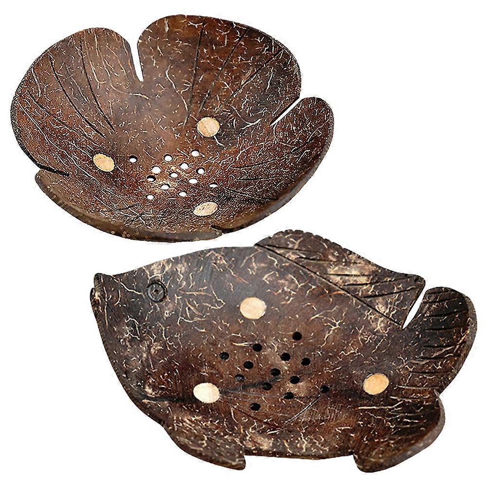 Soap Dish Bathroom Soap Holder for Draining 6Pcs Coconut Shell