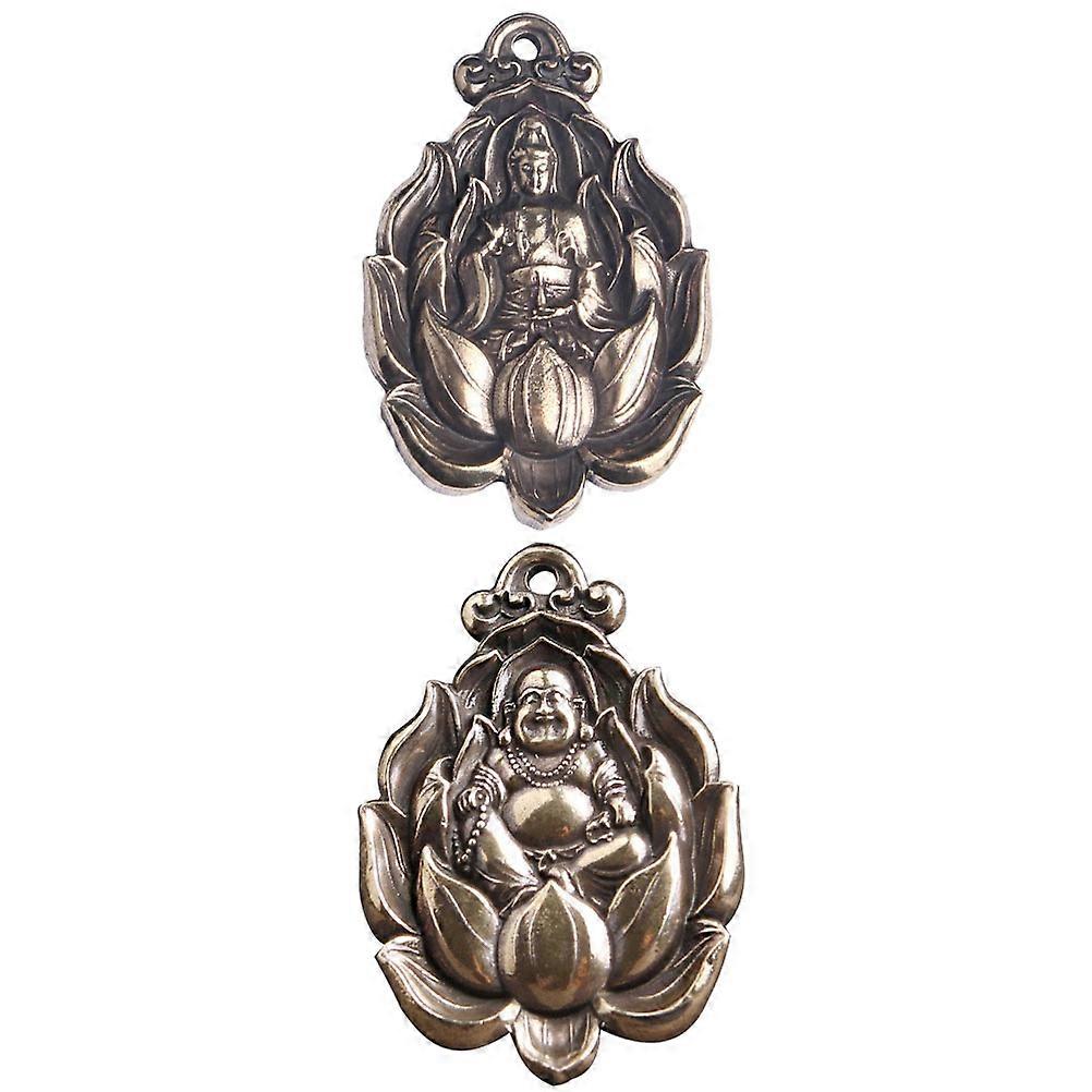 Buddha Tag Brass Keychain Pendant for Hanging Adorns 4Pcs Decorative Charm