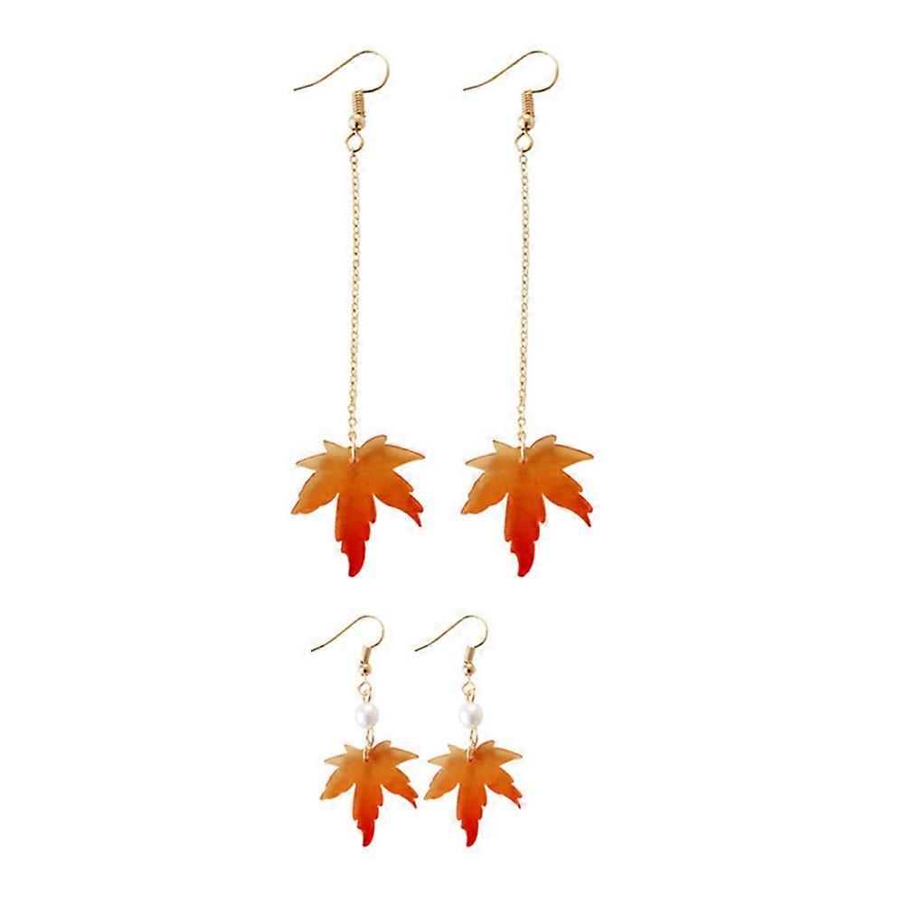 Ear Accessories Maple Leaf Ear Decorations Acrylic Orange for Face Contour Modification 2 Pairs