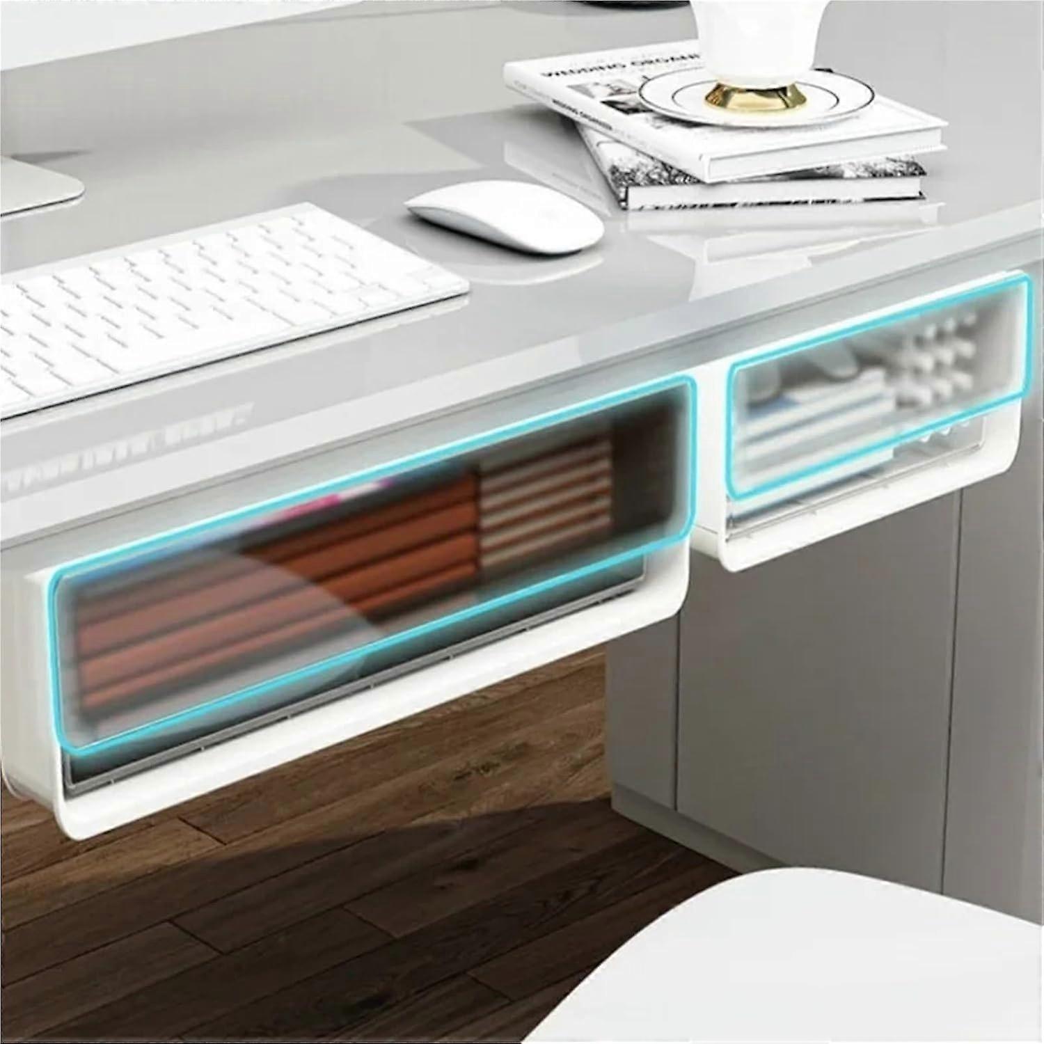 Under Desk Hidden Drawer Storage Organizer White Size M Office Desk Organizer Dormitory Drawer