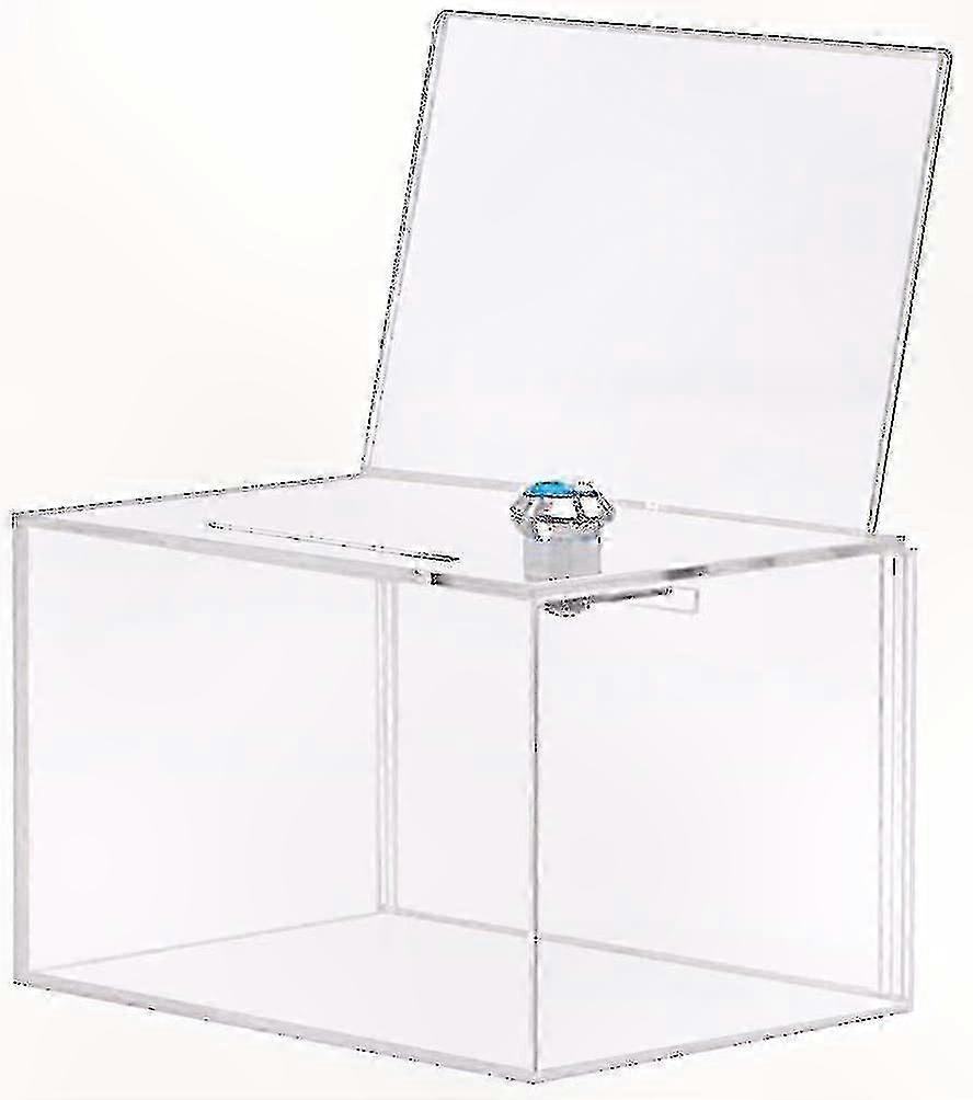 Large Acrylic Donation Box with Secure Lock and Display Area