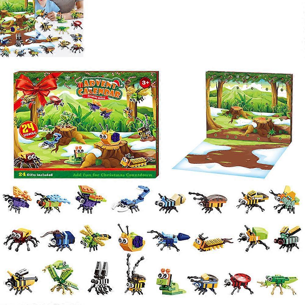 Christmas Advent Calendar Insect Dinosaur Building Block Xmas Countdown Calendar
