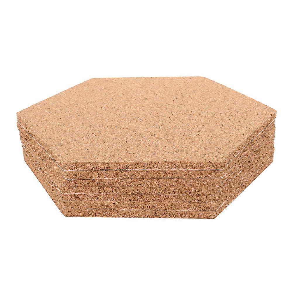 Hexagon Cork Board Brown for Display Bulletin Boards 4Sets Self-Adhesive