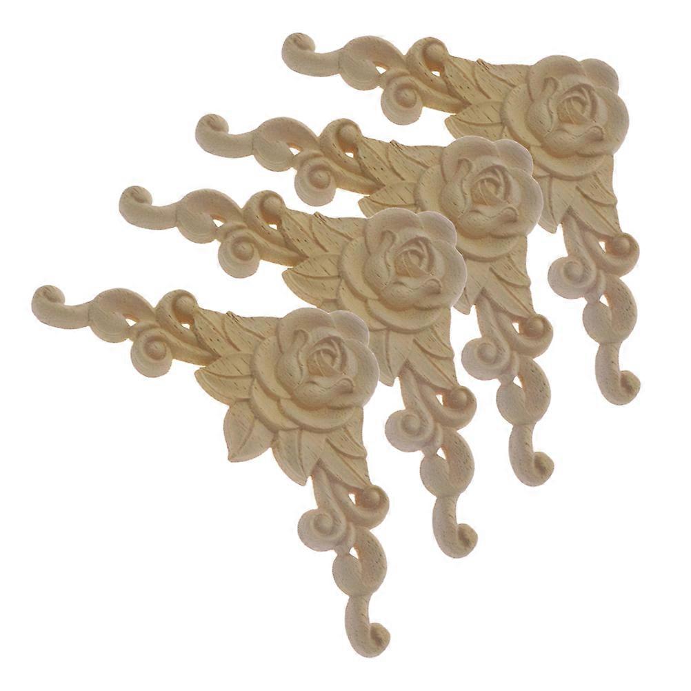Unpainted Frames Solid Wood Carved Corner Onlay for Window Decoration 8Pcs