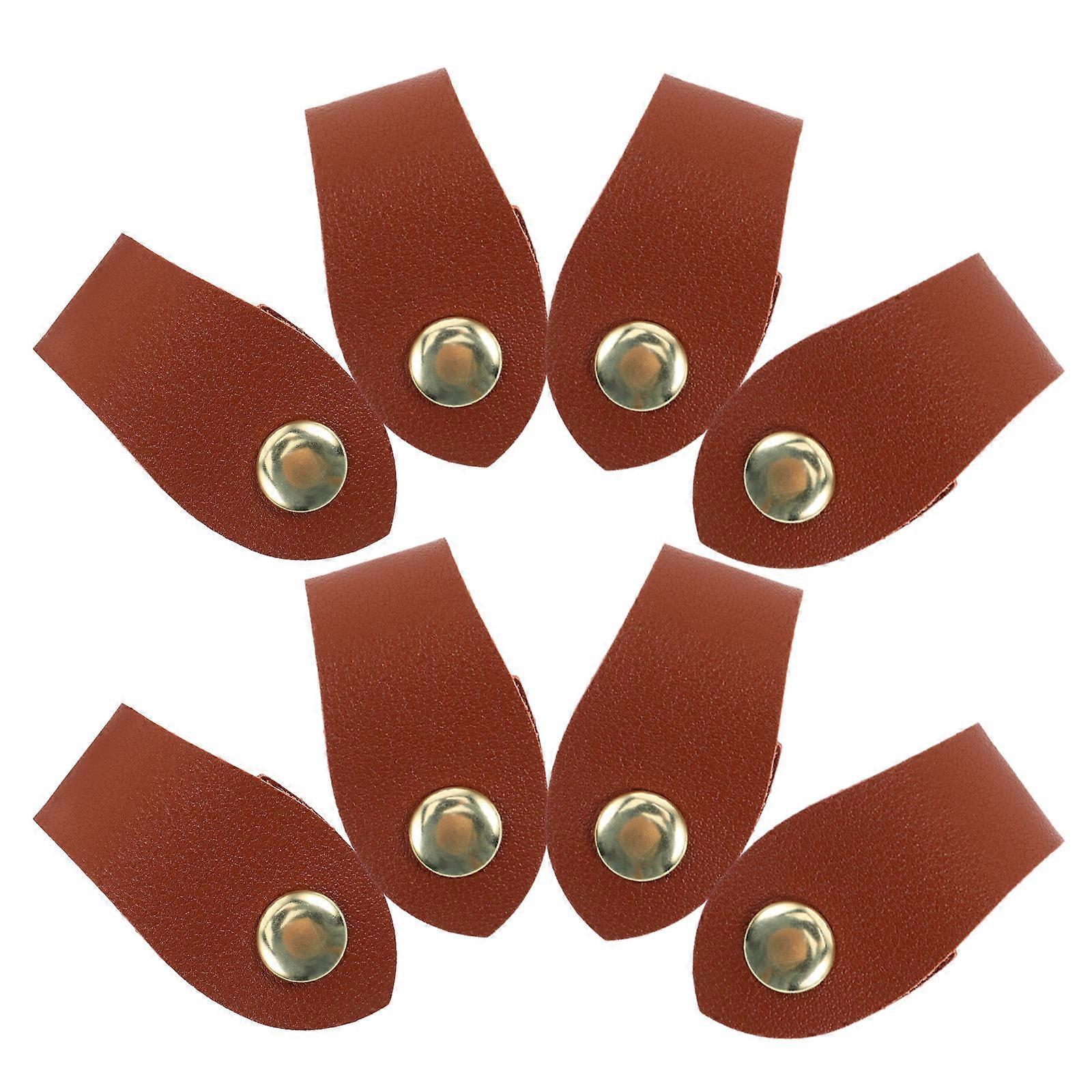 Snap Buckle Closures for Bags with 8Pcs PU Fasteners in Brown Color