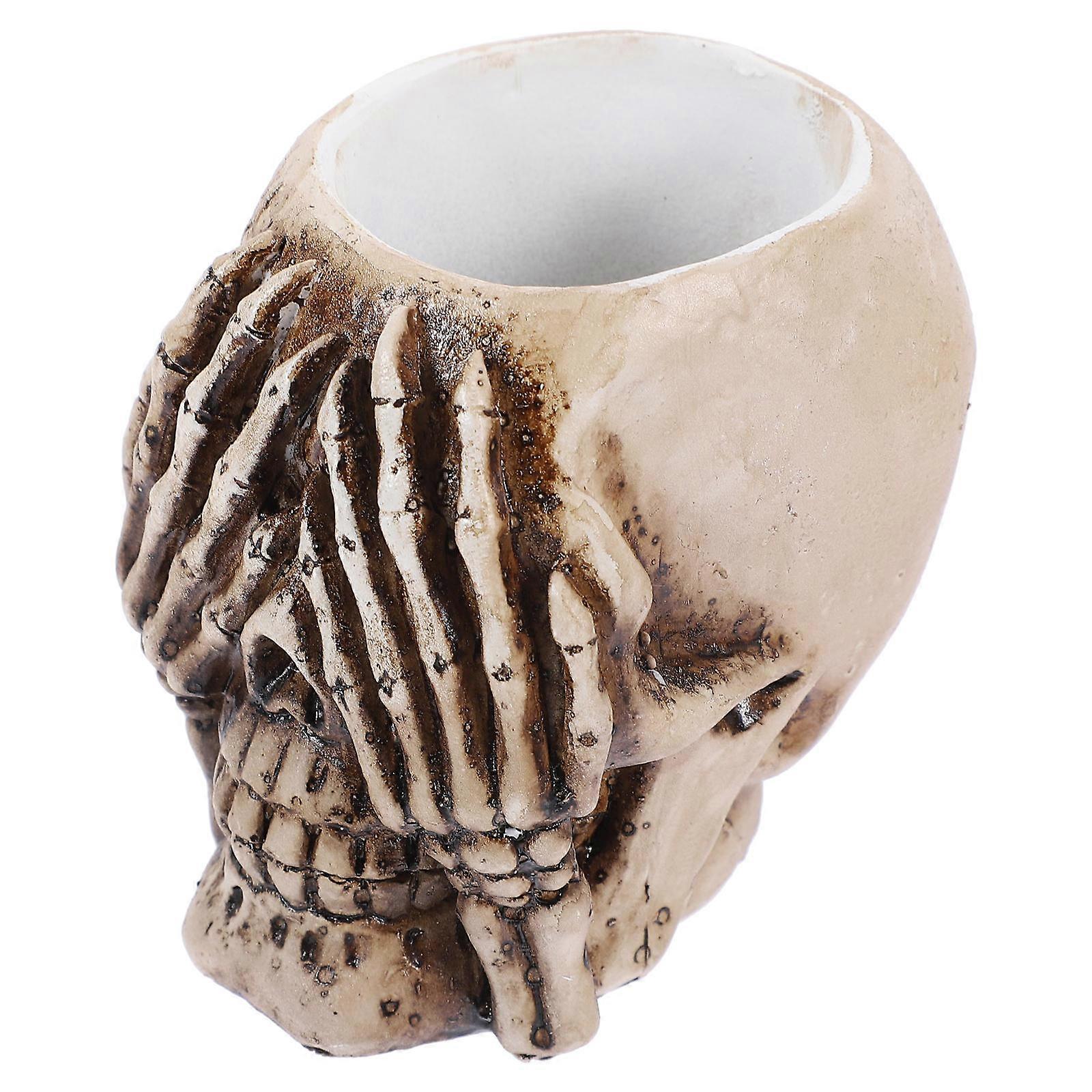 Resin Skull Planter Skull Shaped Flower Pot for Plant Use Decorative Pot
