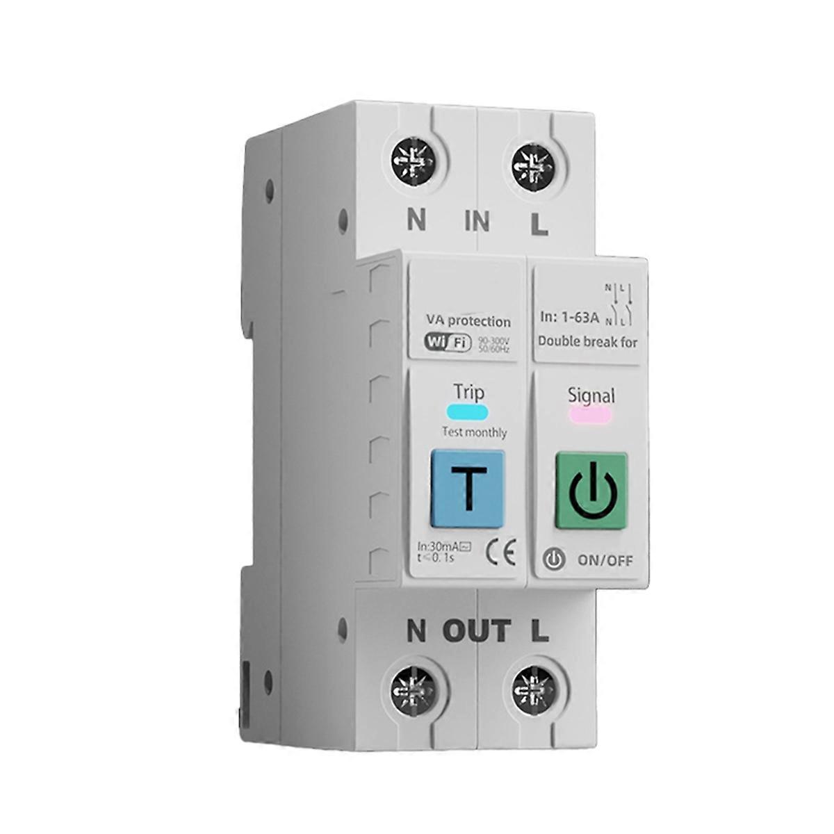 2P TUYA WiFi Smart Circuit Breaker Timer Energy Voltage Current