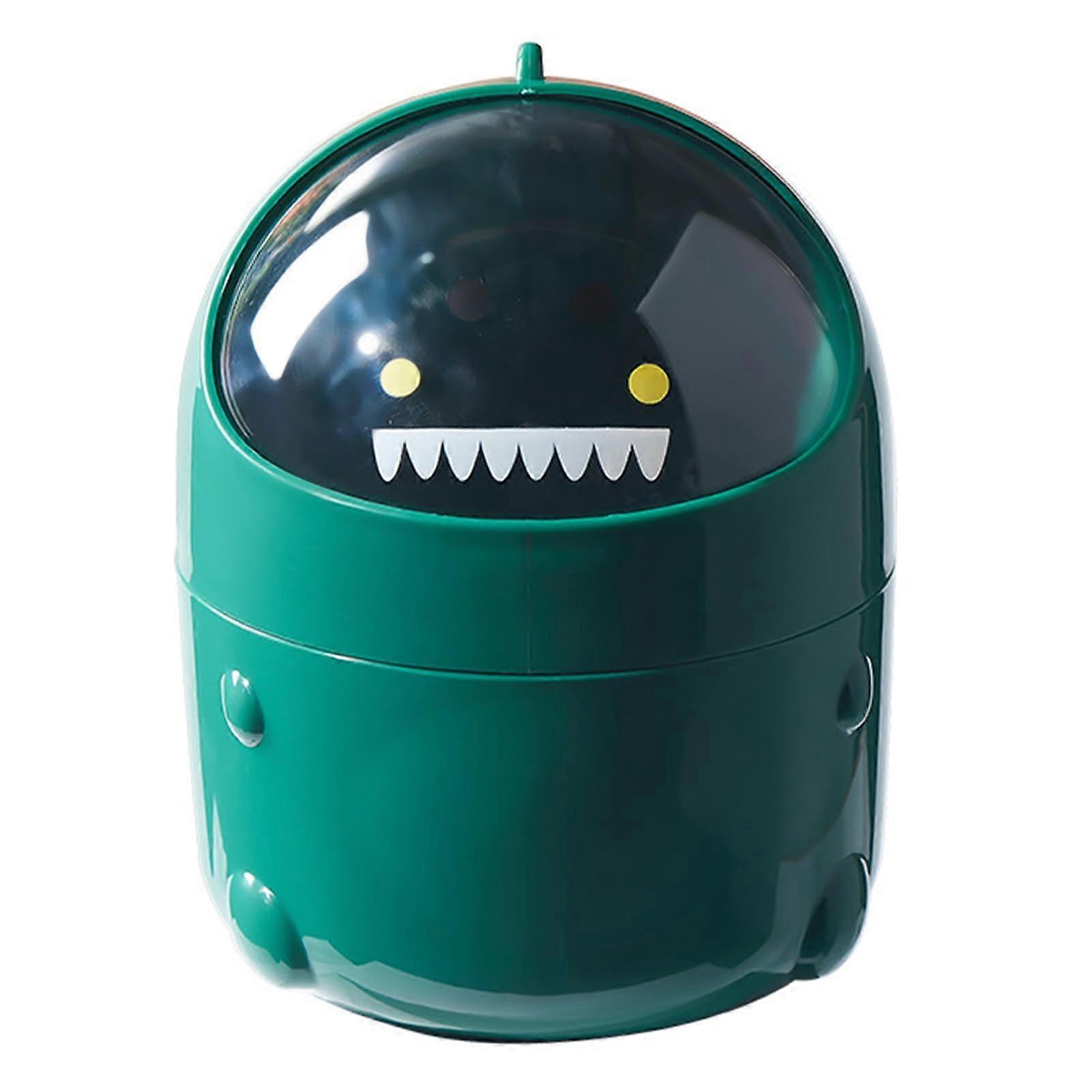 Cartoon Desktop Trash Can Dinosaur Shape, Mini Desk Trash Can, Desk Decoration, Table Storage Box, Dark Green