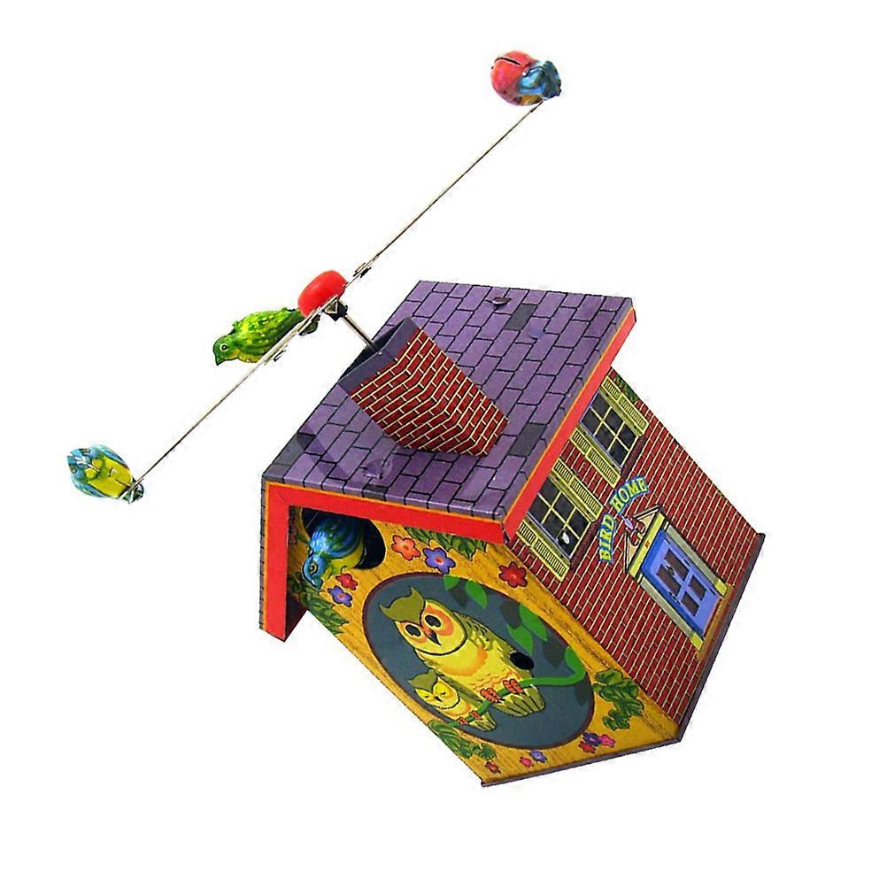 Clockwork Toy Iron Sheet Bird House Toy with Wind Up Feature 1Pcs for Kids