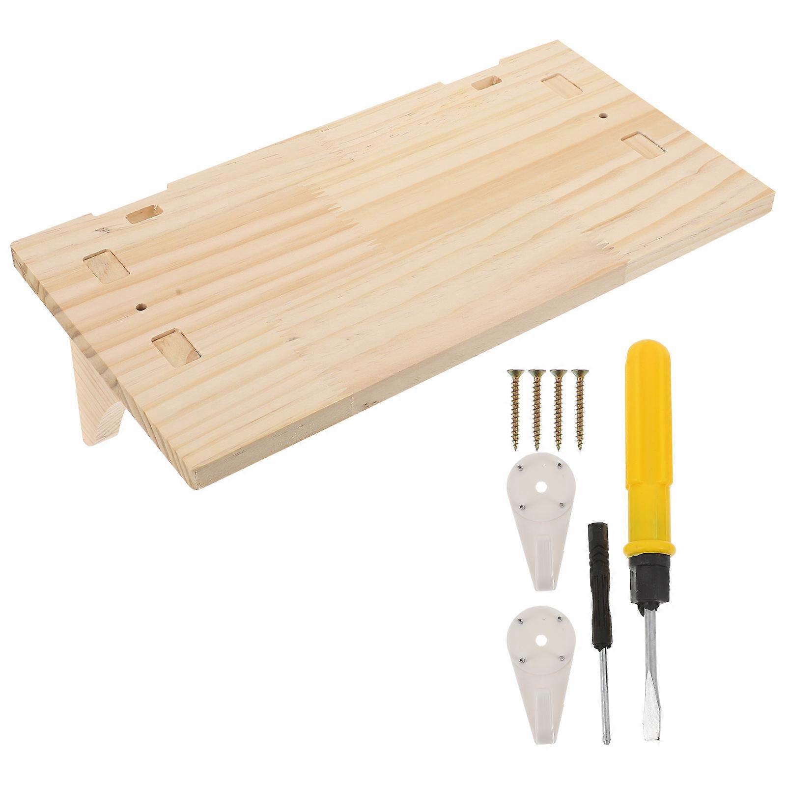 Wooden Wall Floating Shelf 2Sets for Storage with Punch Free Mounting