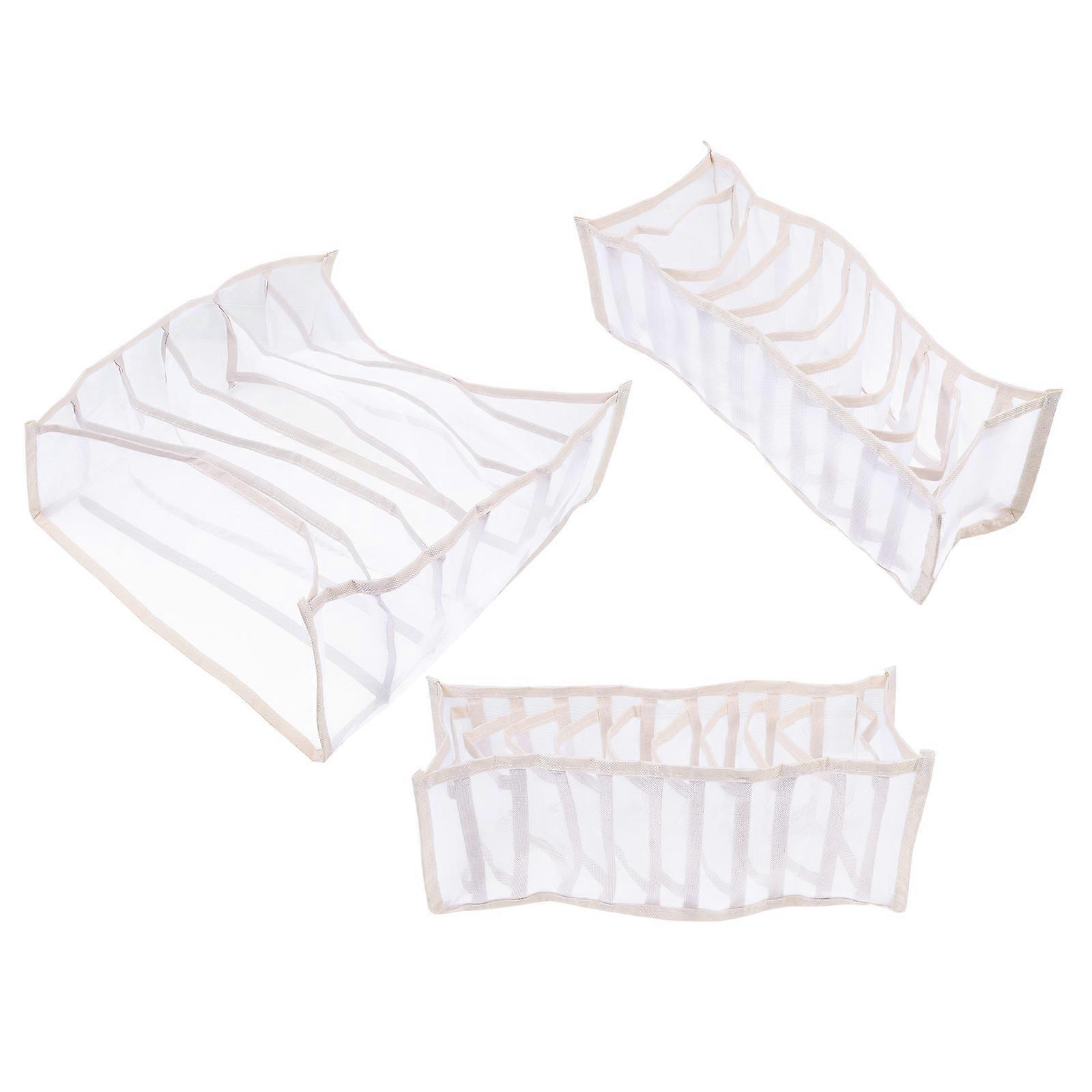 Beige Underwear Organizer Storage Box for Home Storage 3Pcs Set Nylon