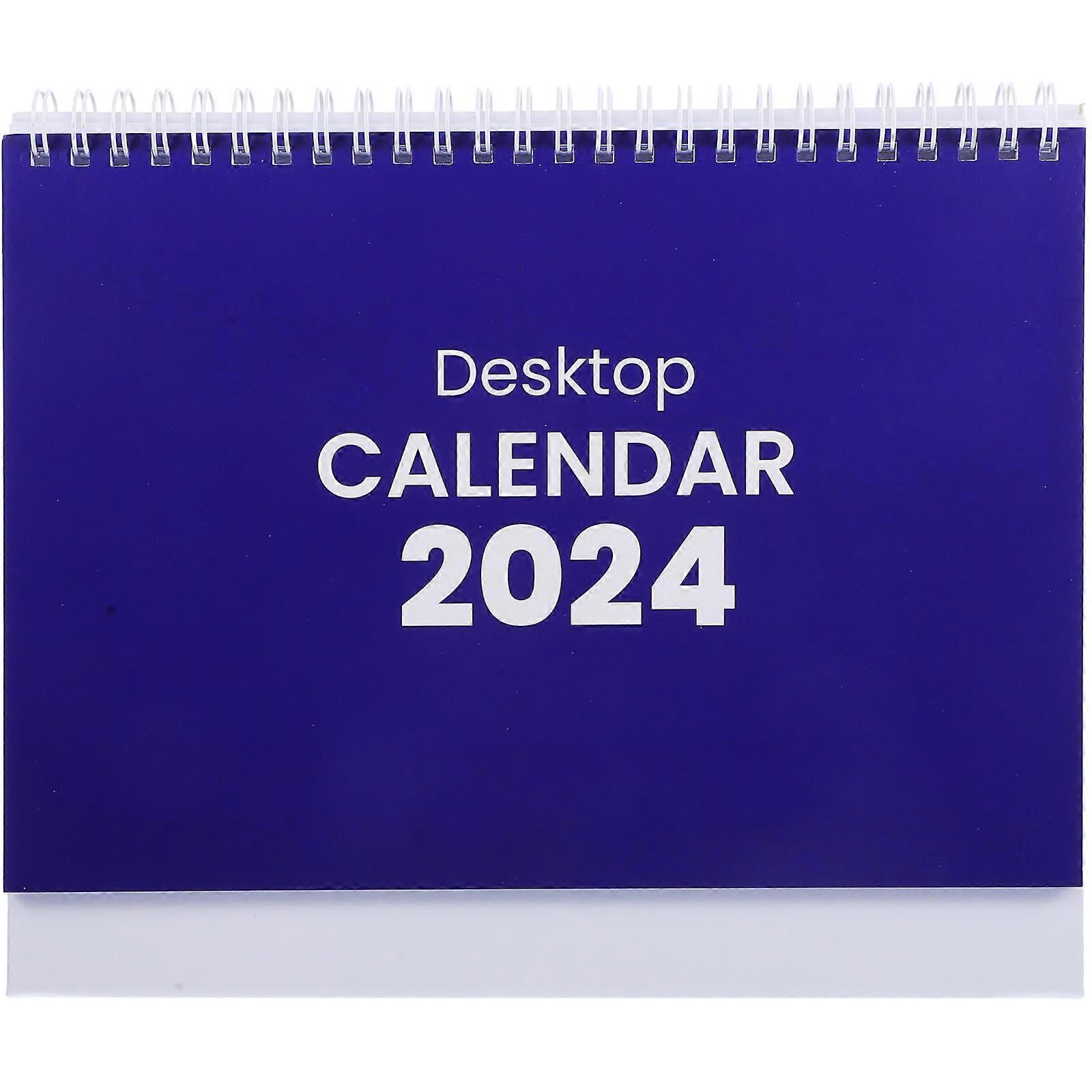 Modern Dark Blue Desk Calendar 3Pcs Monthly Calendar For Office And Home Daily Use Featuring Simple Storage Function