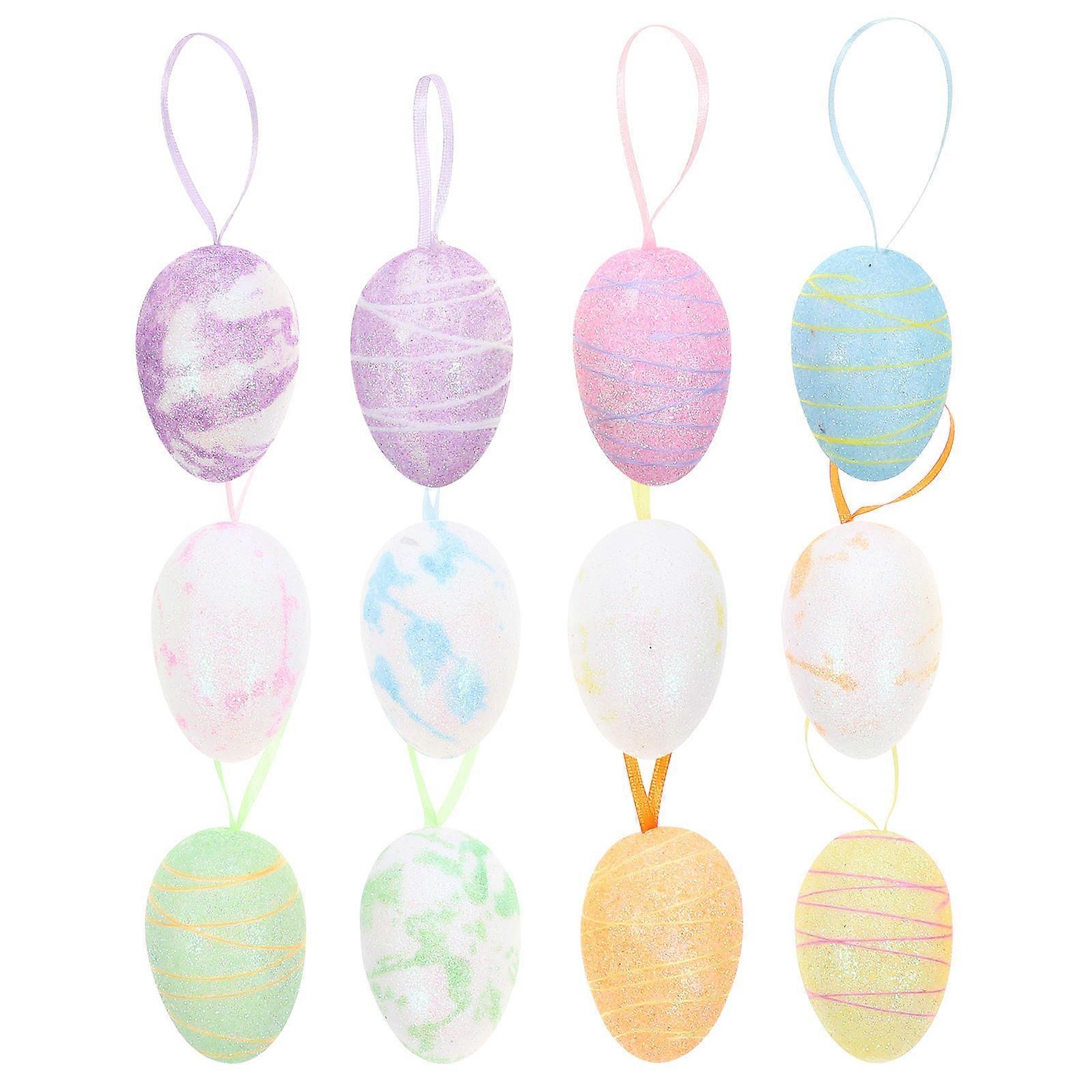Mini Tree Ornaments 12Pcs Egg Shape Decorations For Easter Party Favors 4X6Cm Reusable Craft