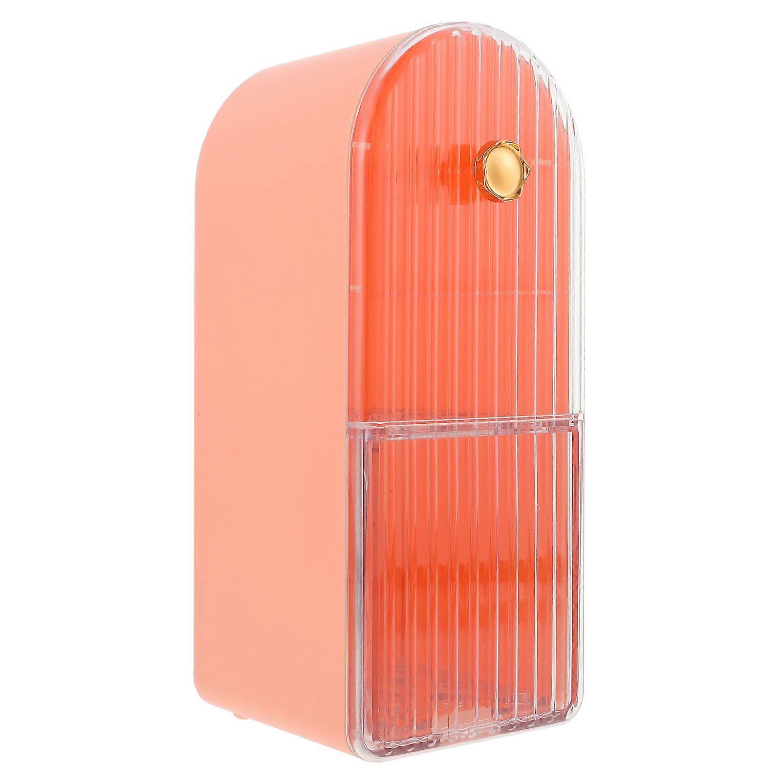 Makeup Organiser Storage Box Pink Round Plastic For Home Use 1Pack