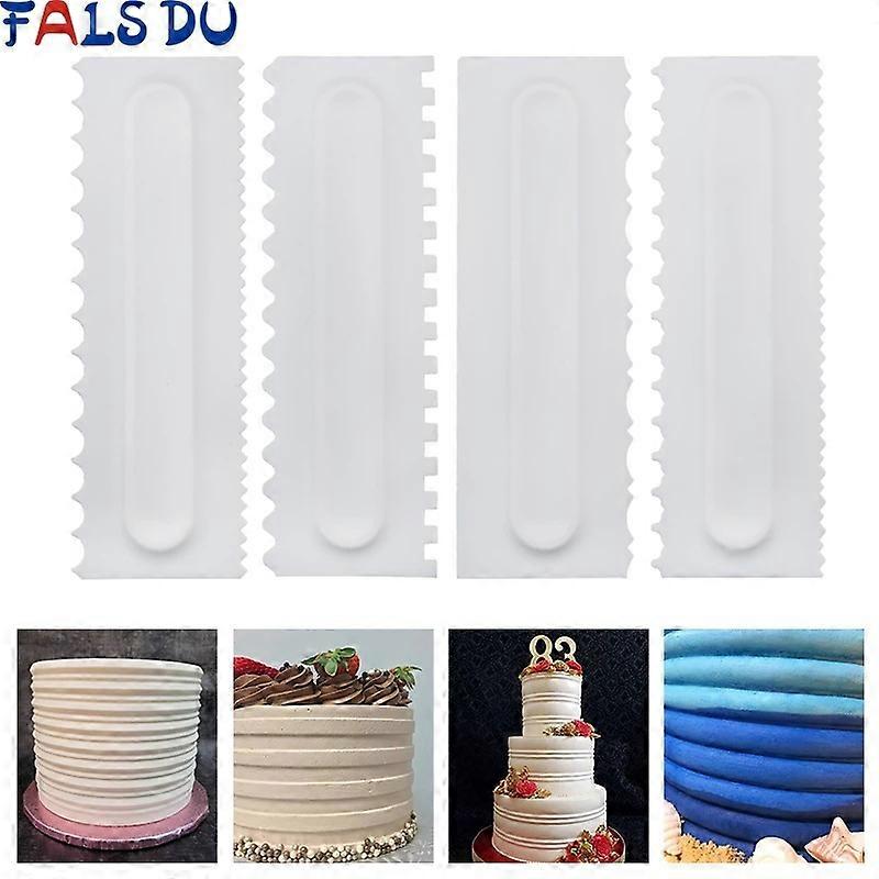 4-piece set of cream scrapers square pattern dessert cake scrapers plastic double-sided tooth cake scraper set plastic scraper