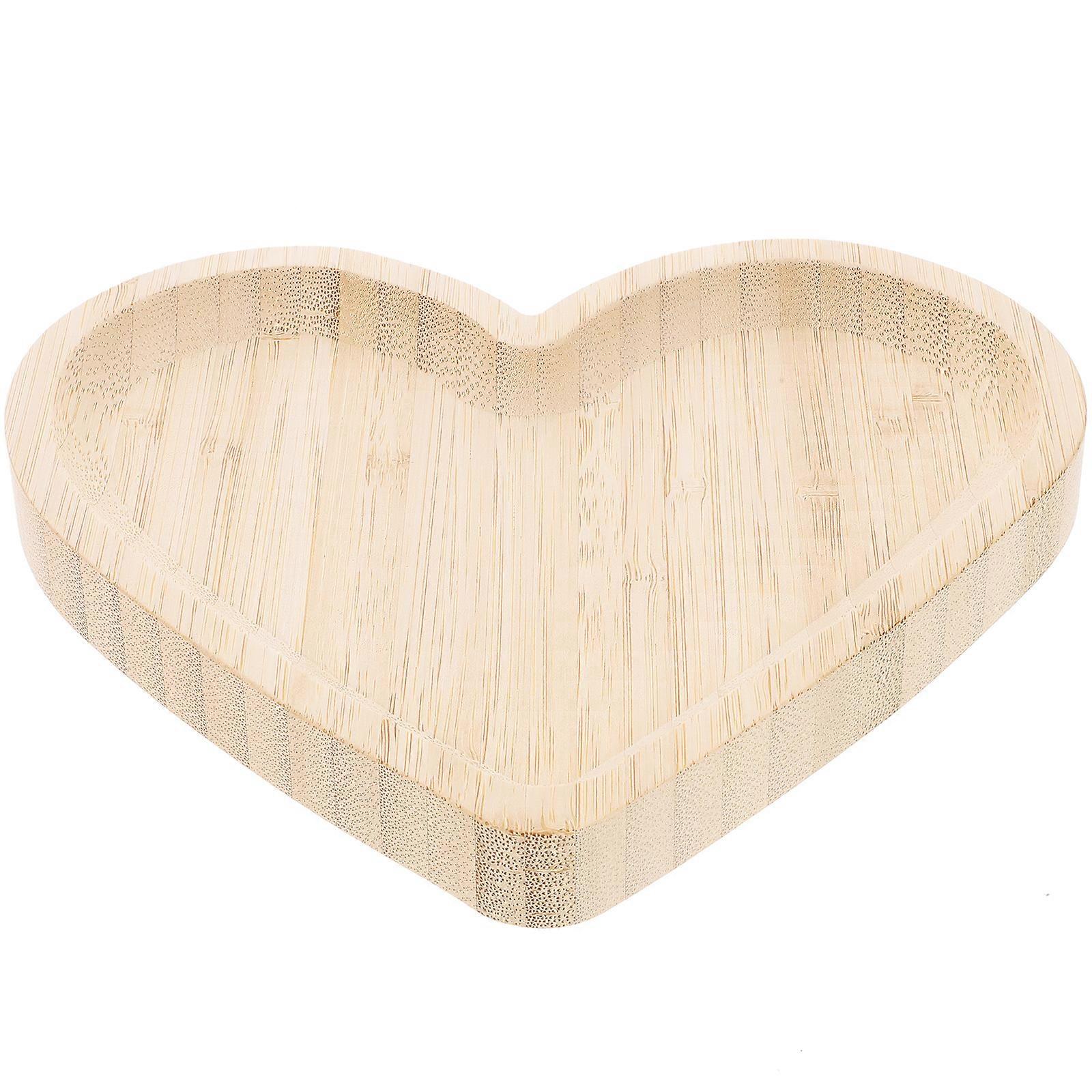 Light Yellow Wooden Serving Tray 2Pcs Elegant Design Heart-Shaped Storage Plates Great For Family Gatherings Tea Parties