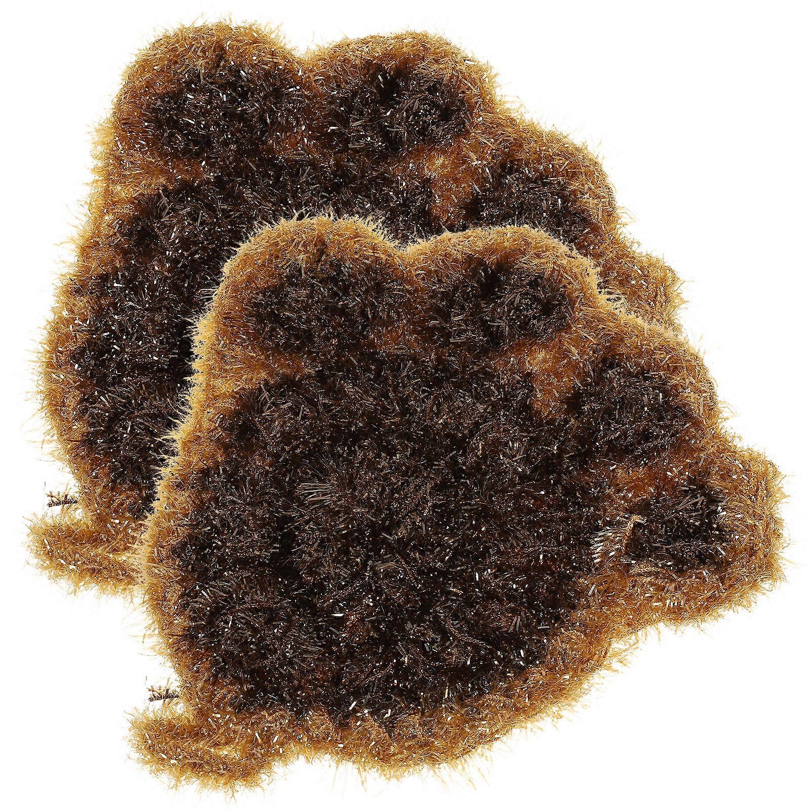 Kitchen Dish Scrub Pads for 8Pcs Brown Cartoon Pattern