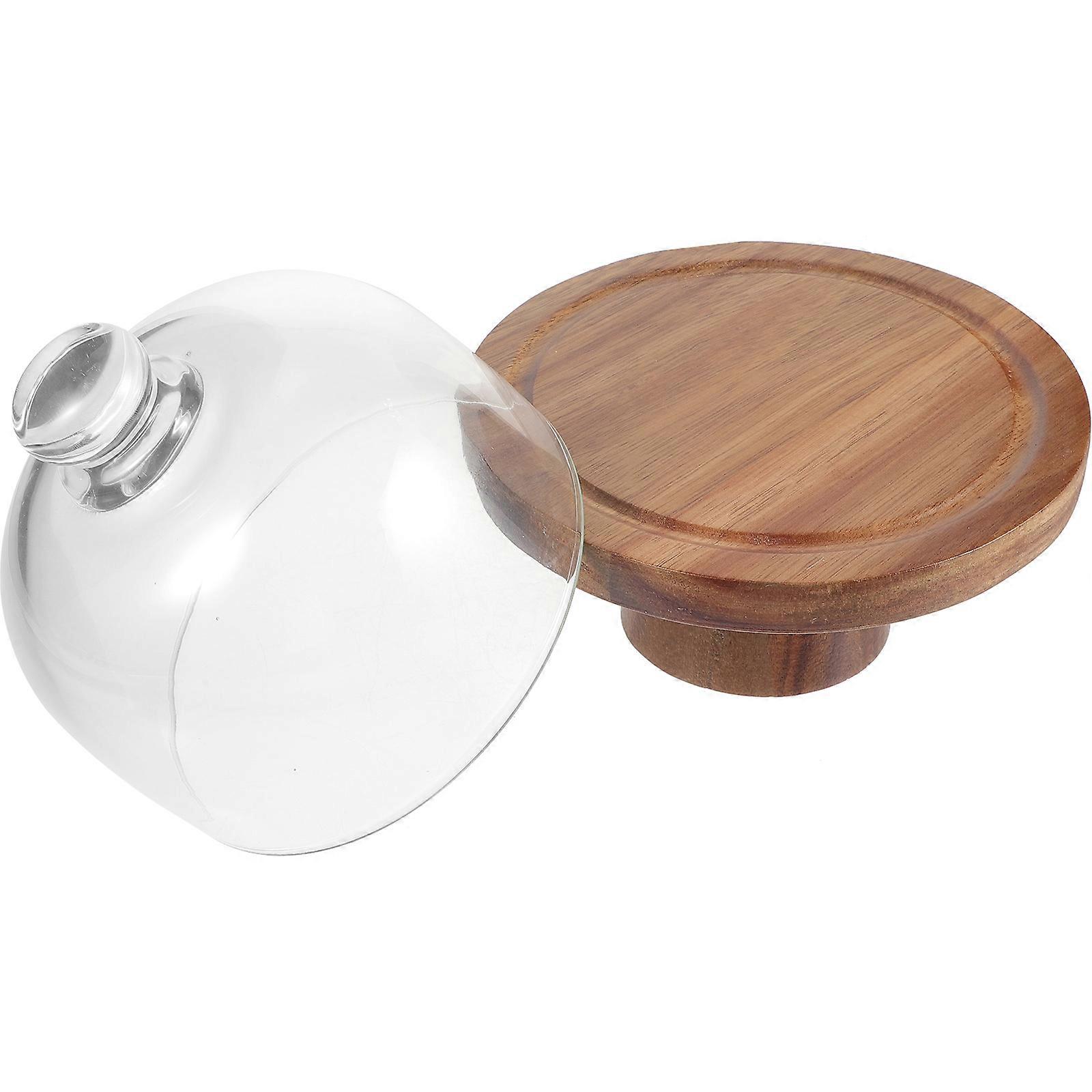 Cake Stand with Dome Glass Dessert Display for 2Pcs Serving Platter