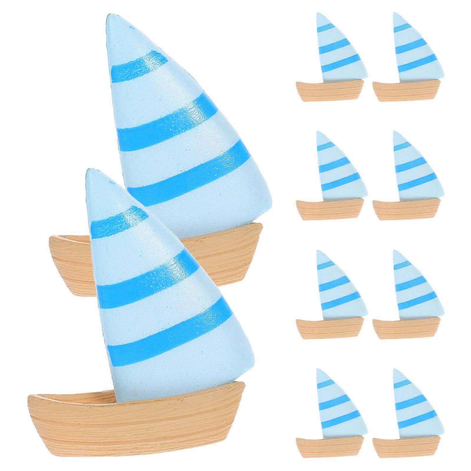 Miniature Sailboat Figurine For Garden Decor In Blue Color With Decorative Function 40 Pcs