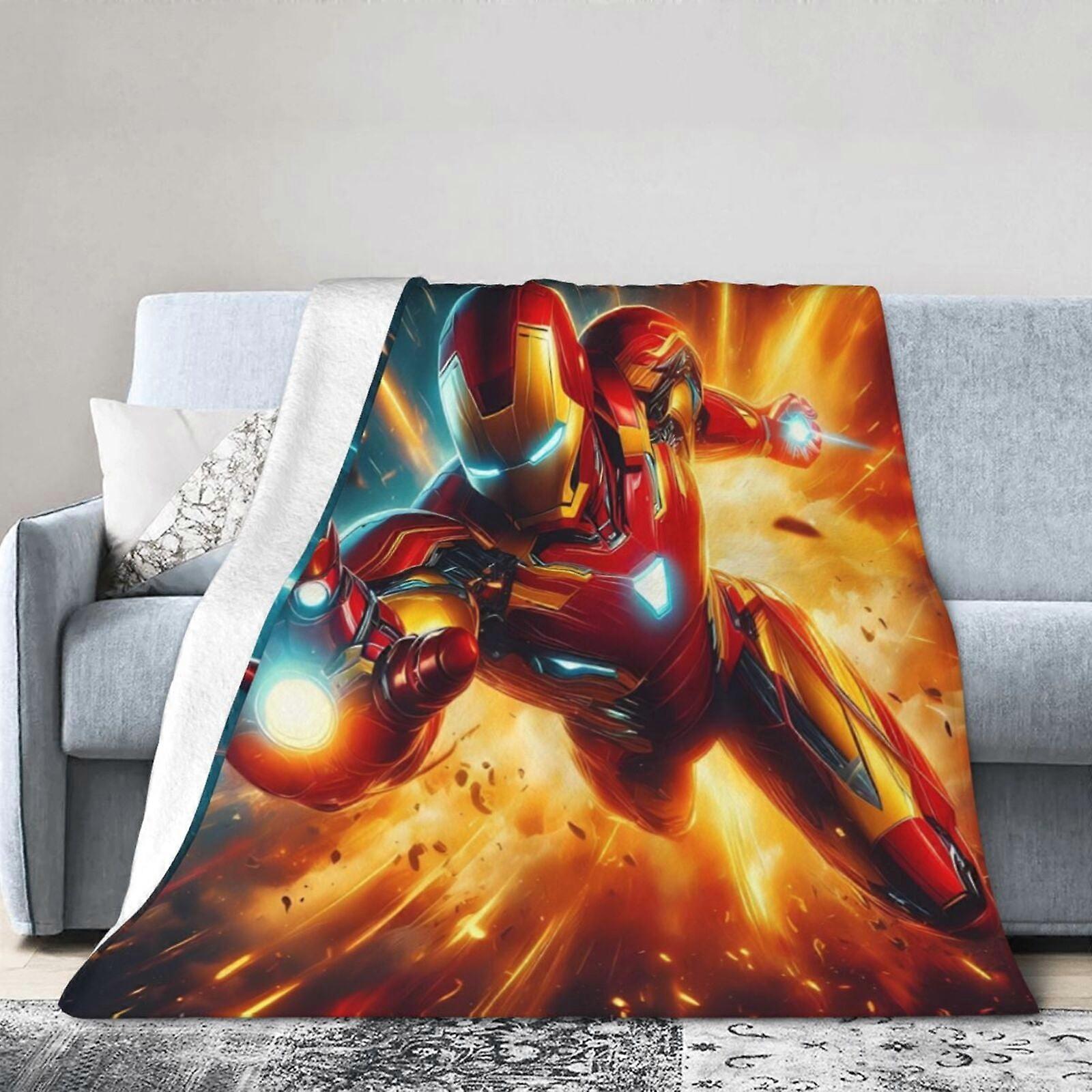 아이언맨 담요 던지기 침구실 장식 플란넬 담요 침대 소파용 80"X60"