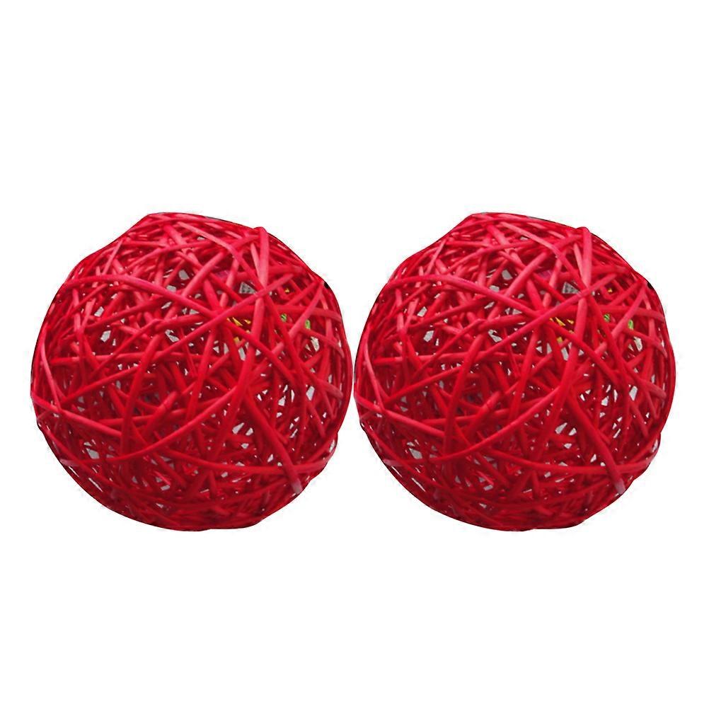 15Pcs Red Wicker Rattan Ball Hanging Decorations for Home and Bar