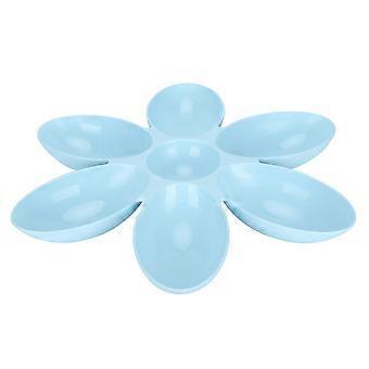 Cat Bowls FoodGrade Flower Petals Shaped 6 Grids Pet Feeding Bowl for Food and Water(Blue )