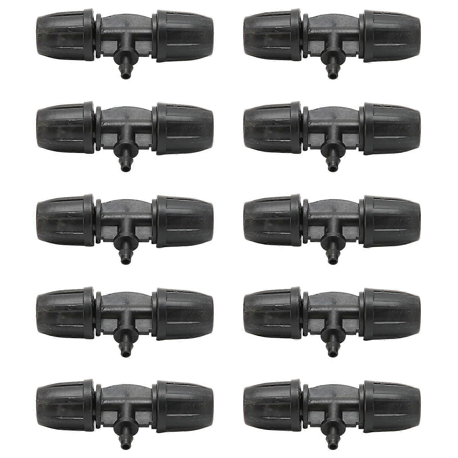 10Pcs 8/11 to 4/7 Reducing Tee with Buckle Garden Irrigation Atomizing Tubing Barbed Connector