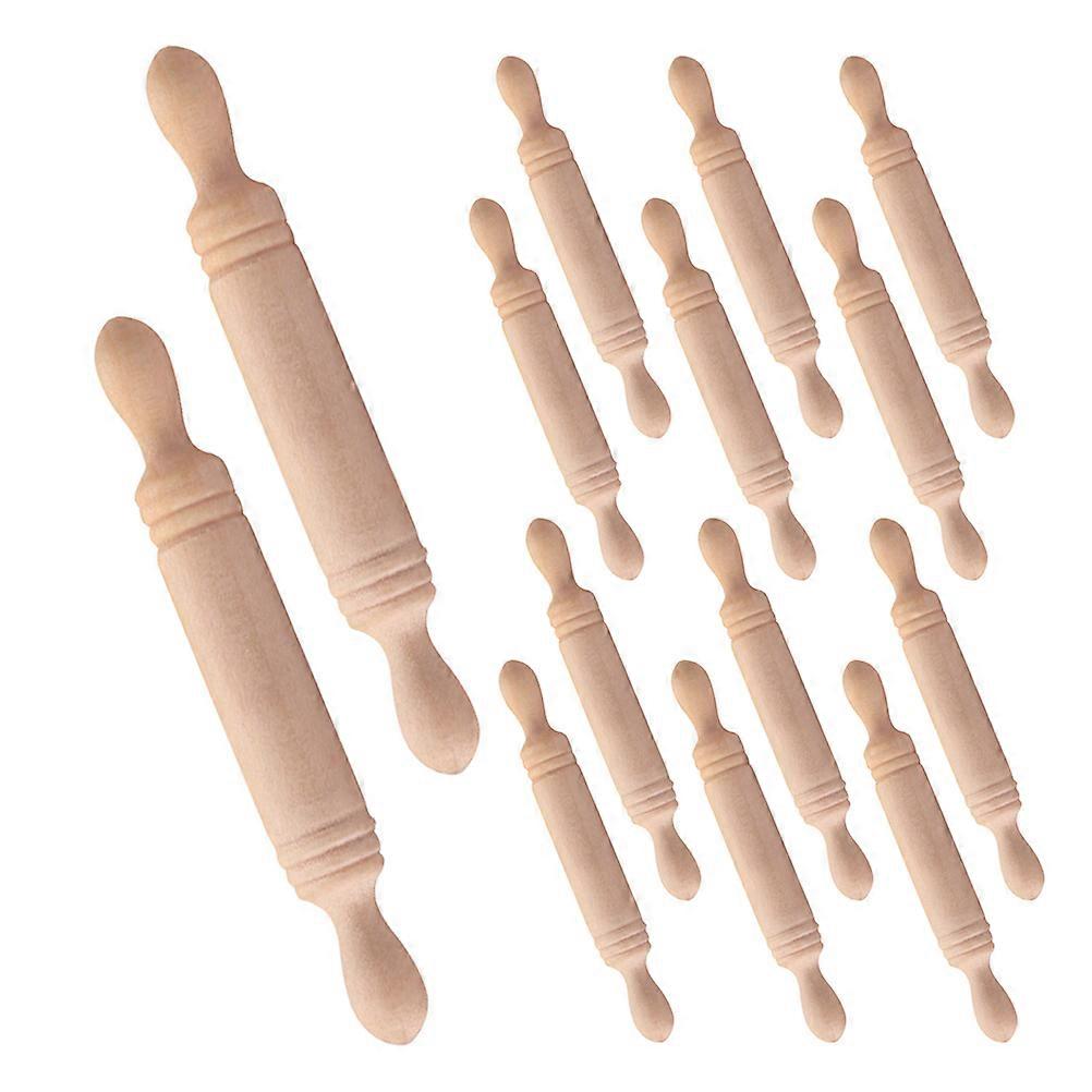 Wooden Child Rolling Pin Miniature Baking Rolling Pin for Crafting 48Pcs