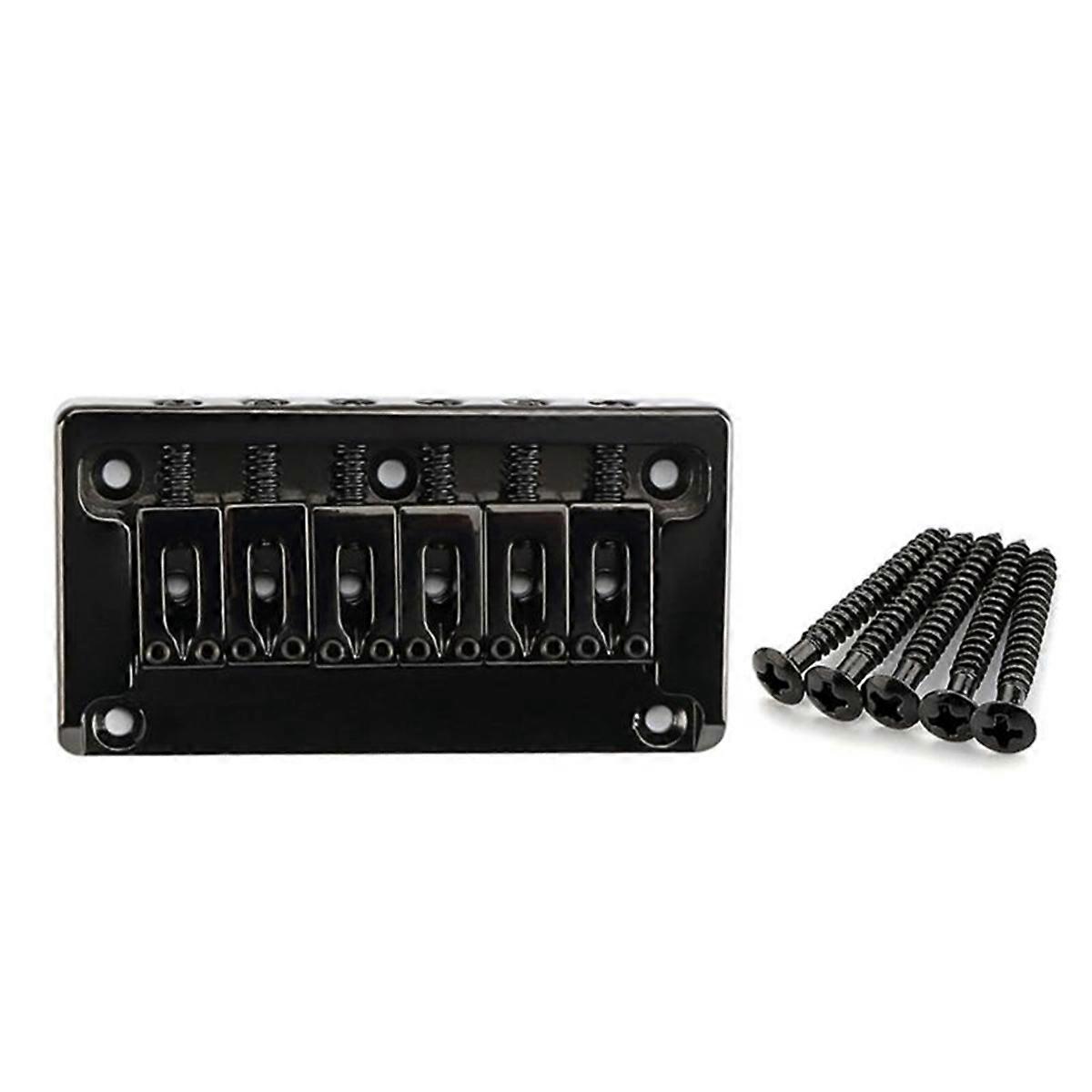 6 String Fixed Saddles Guitar Bridge Top Load Tailpiece Black