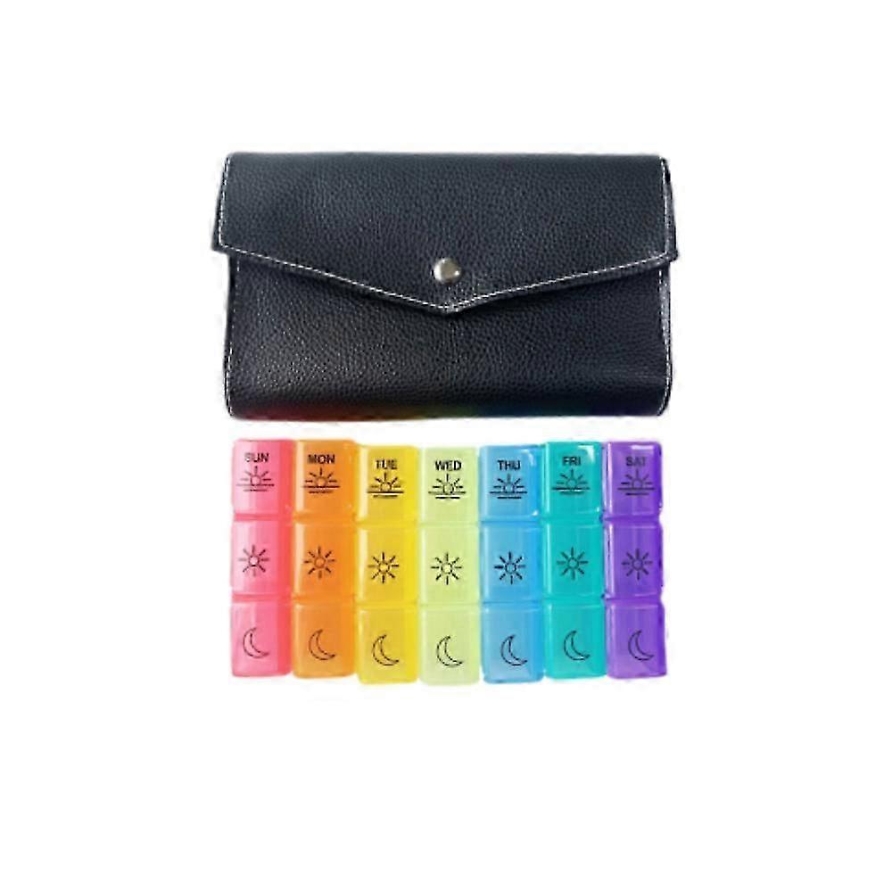Notebook-Style Portable 21-Compartment Pill Organizer - Wallet Design Medication Box
