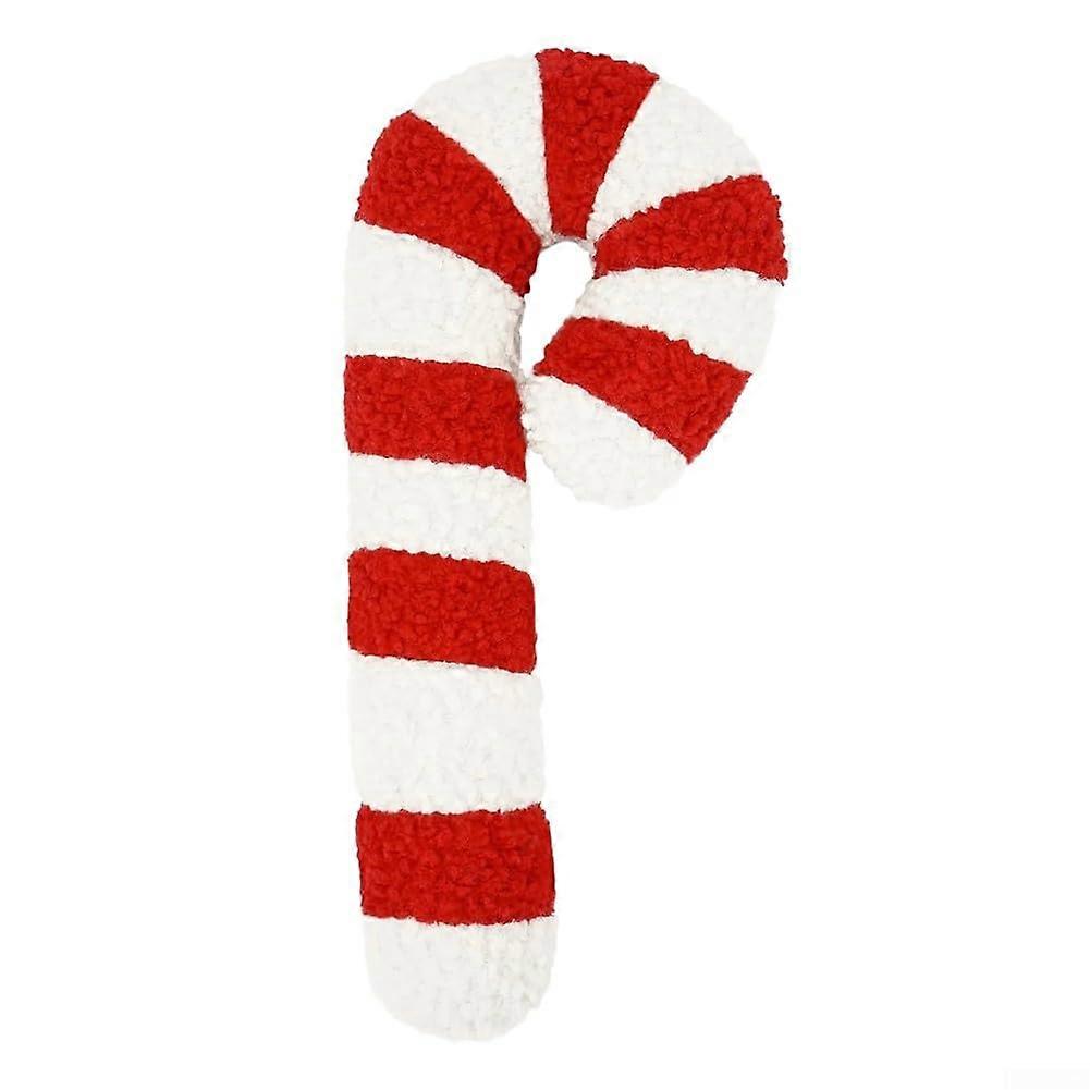 Candy Plush Pillow, Red And White, Soft Lambsfaux wool And Canvas With PP Cotton Filling, Festive Christmas Decoration