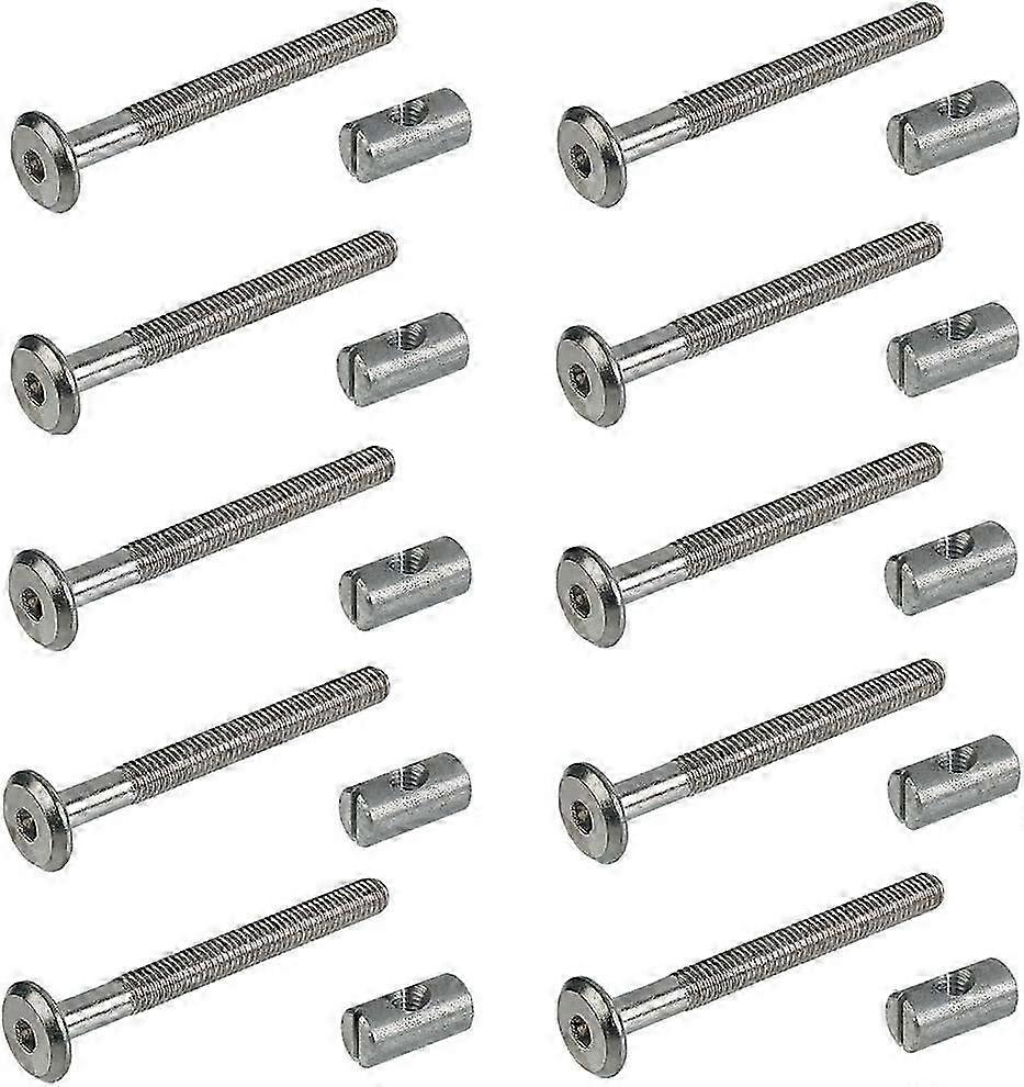 Flat Head Screws with Cylinder Bolt - M6 x 90mm - Pack of 10 - Stainless Steel Rivet with Nut - Thread Kit