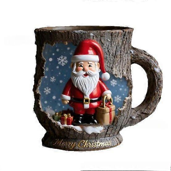 Tasses en résine pour sapin de Noël, renne d'hiver et Père Noël, pour chocolat chaud, café, boissons chaudes/froides, pour cadeau de Noël rustique