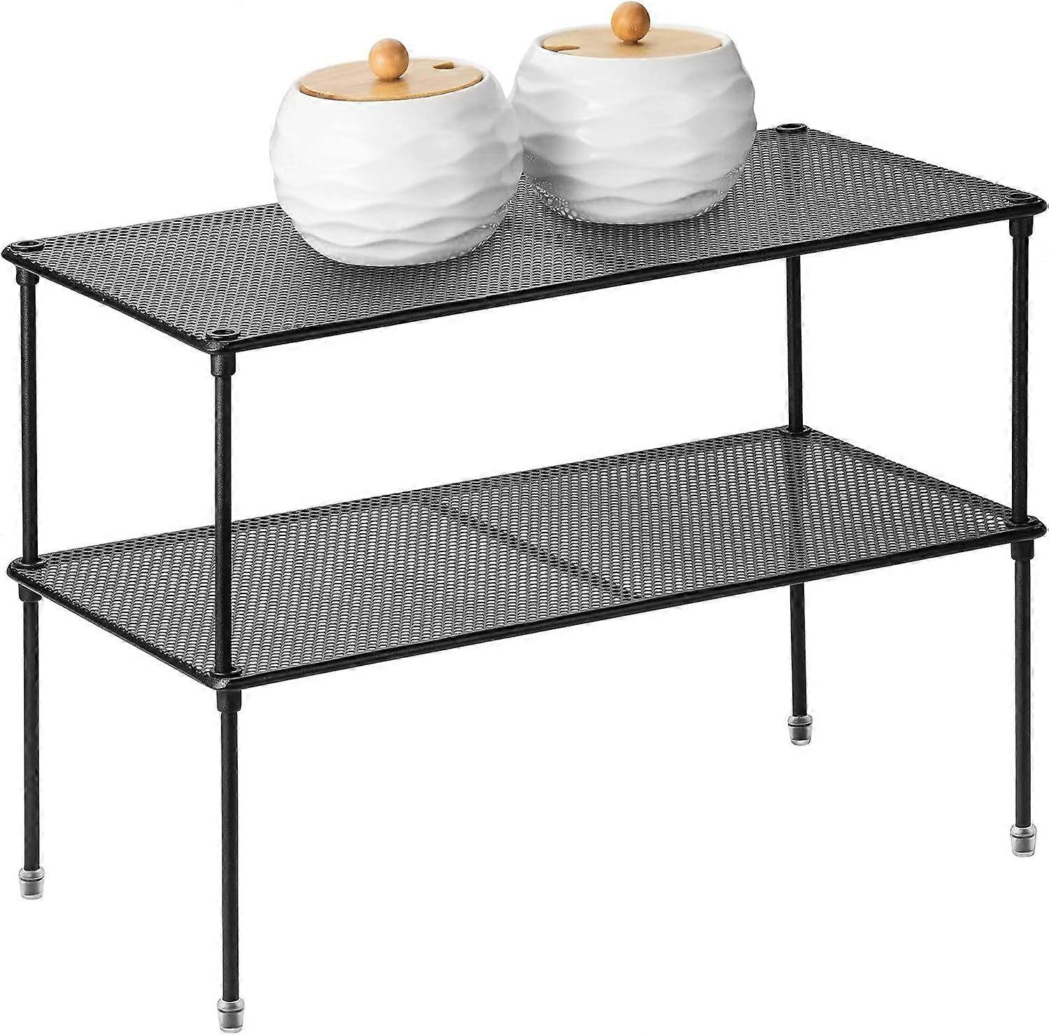 2-Pack Expandable Shelf Organizer for Kitchen, Bathroom & Laundry - Stackable Cabinet Storage Rack