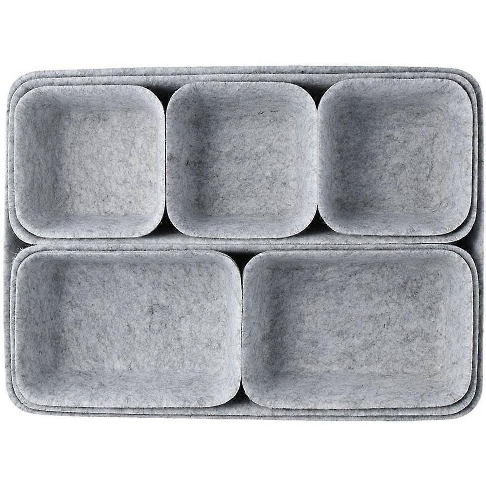 Light Gray Felt 8-Piece Set of Office Makeup Table Forming Storage Box Organizing Storage Box