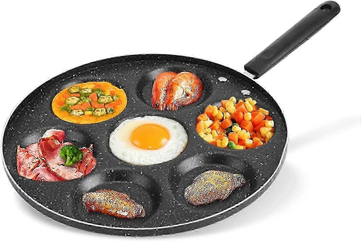 7 Holes Non-Stick Frying Pan with Mini Burger and Pancake Maker Function