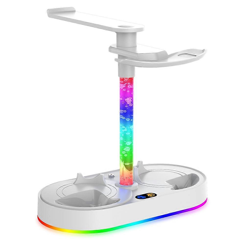 Magnetic Charging Stand for PS5 VR2 Controller Charging Stand with RGB Lights and Storage for Eye Mask and Headphones