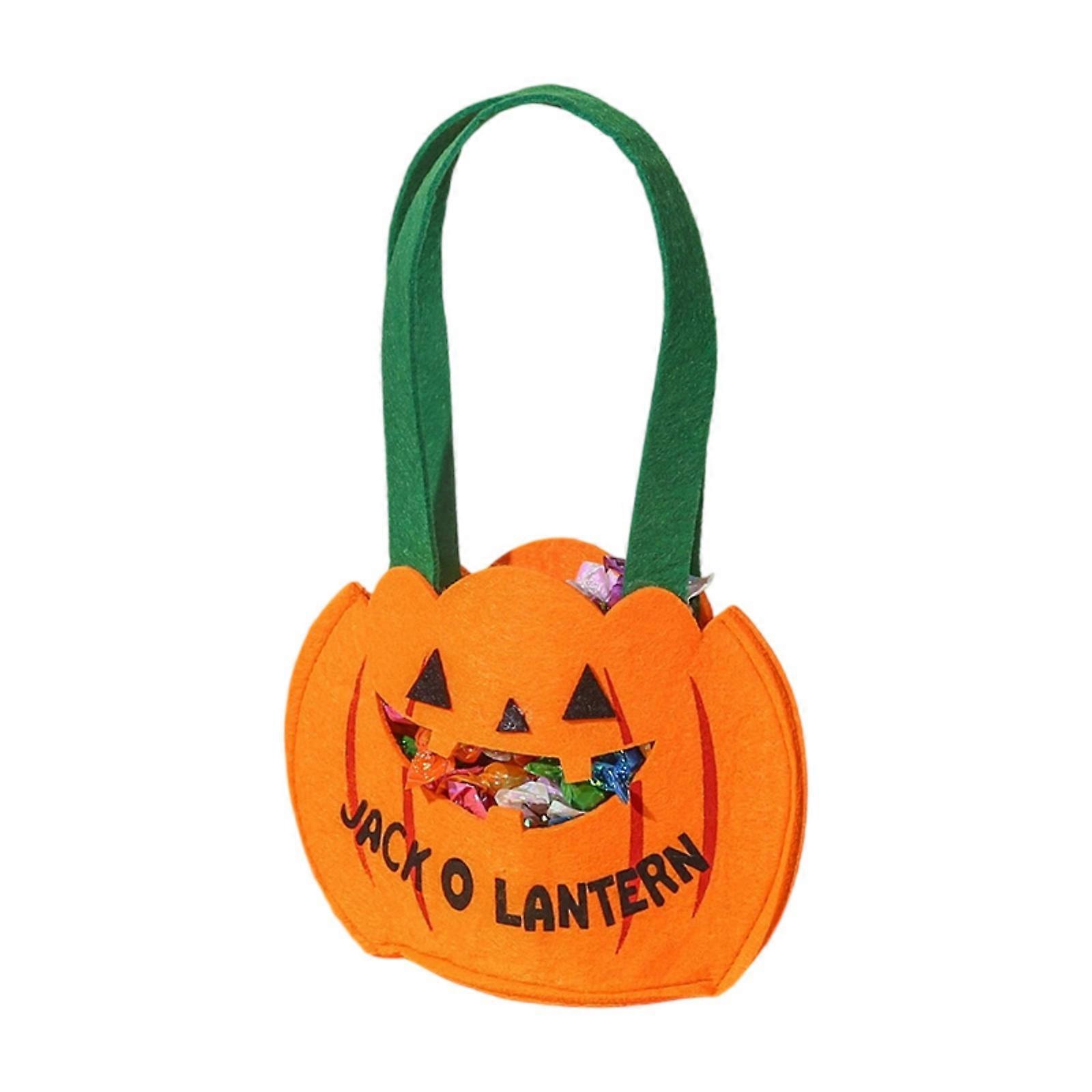 Reusable Halloweens Pumpkin Candy Collection Bag Soft Flannel Materials for Trick or Treats Storage Container Multicolor