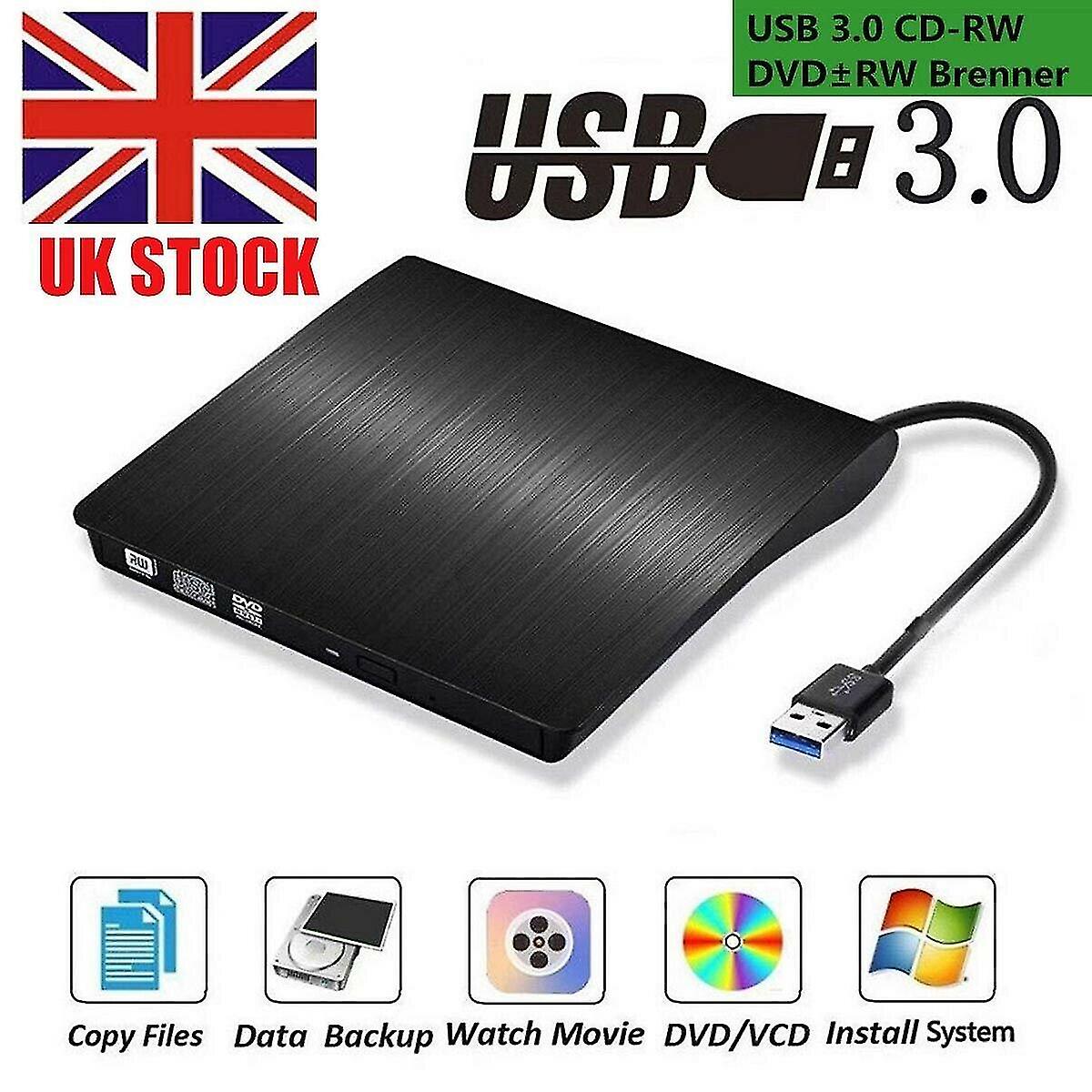 Dvds Videos Black Usb 3.0 External Dvd Rw Drive Cd Dvd Rewriter Burner Reader For Laptop Pc Mac Hh
