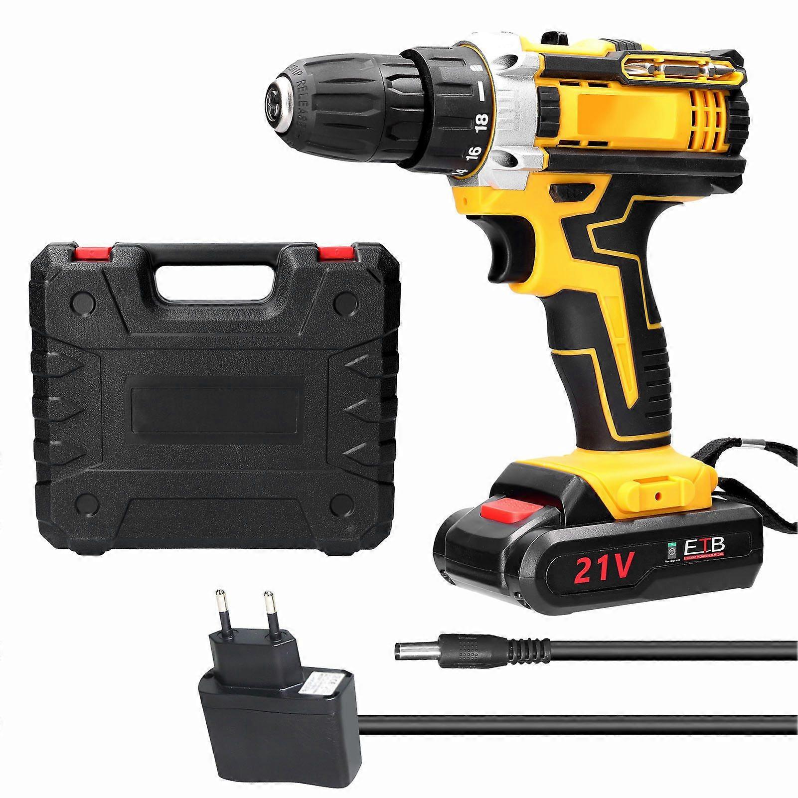21V Cordless Drill for DIY Projects with 2-Speed Adjustable Torque and Battery Indicator