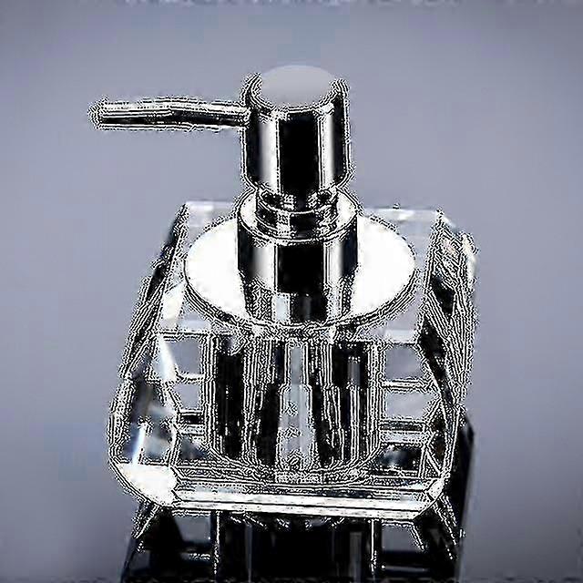 Flacon de savon liquide en verre transparent orné d'un motif polyédrique - Distributeur de 100 ml rechargeable