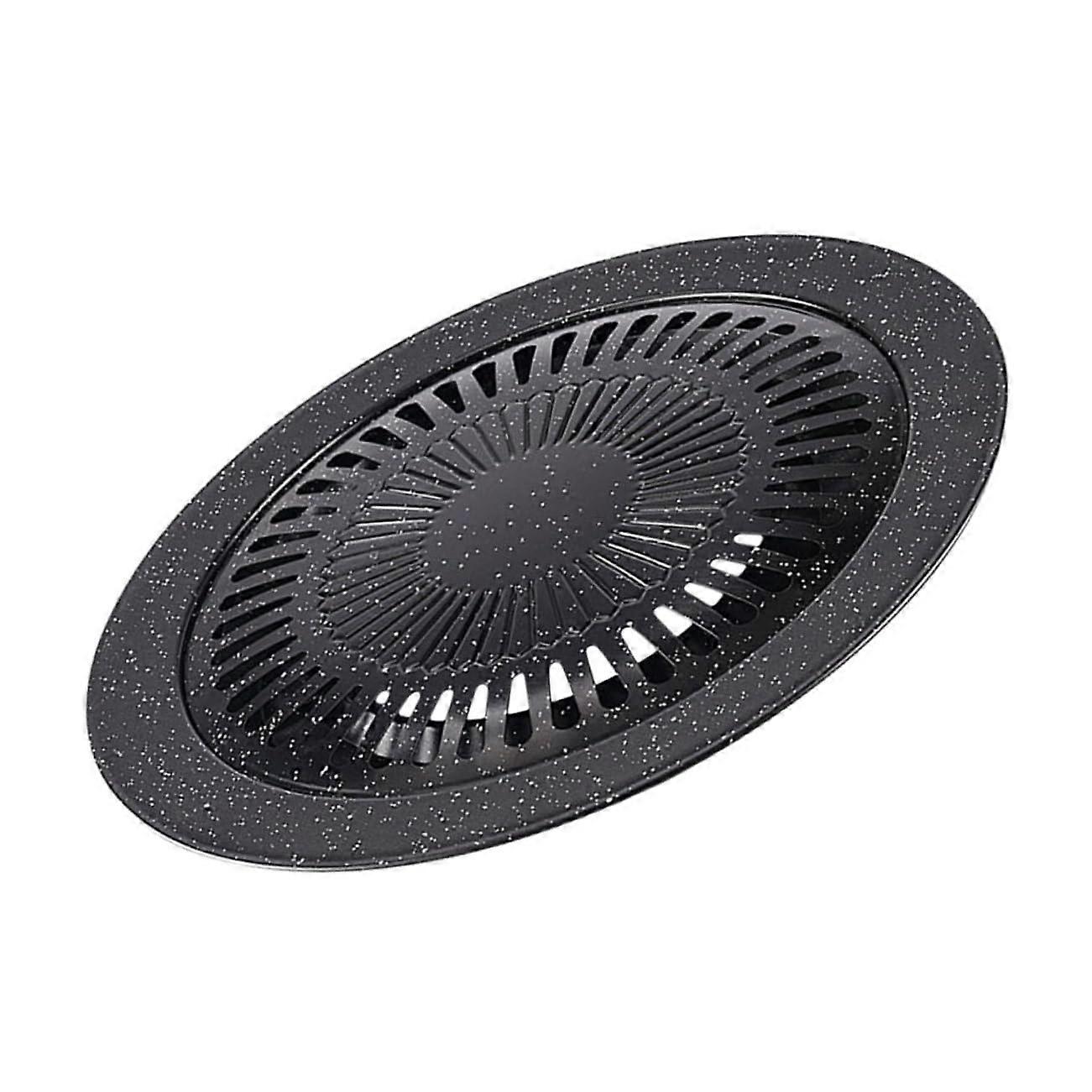 Portable Iron Grill Pan With NonStick Coating For BBQ And Camping, TwoLayer Round Enamel Grill Tray